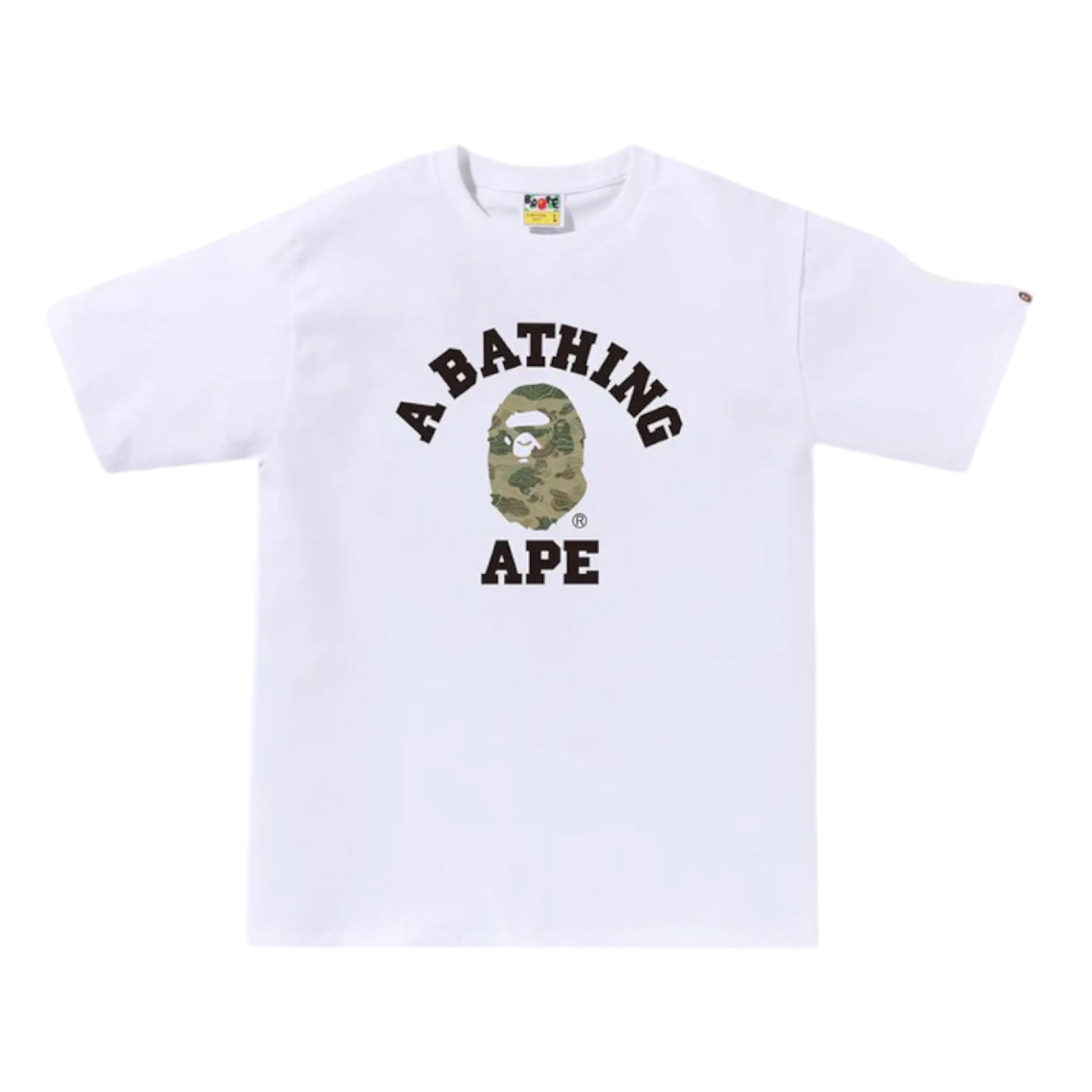 BAPE Layered Line Camo College Tee White/Beige