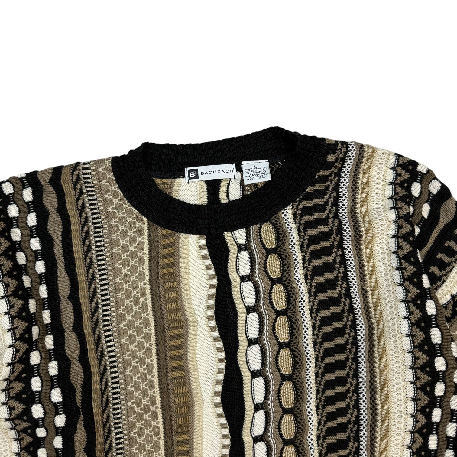 Vintage Bachrach Vertical Knit Sweater Black/Beige