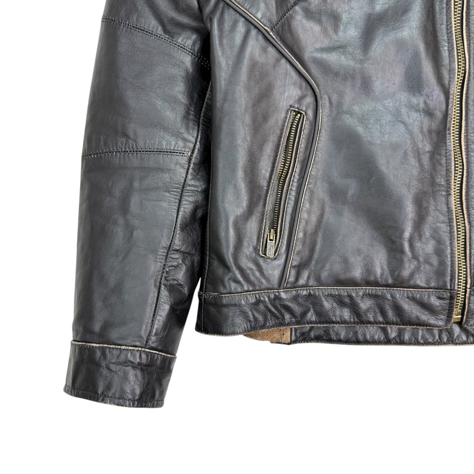 Vintage River Road Leather Jacket Black/Brown