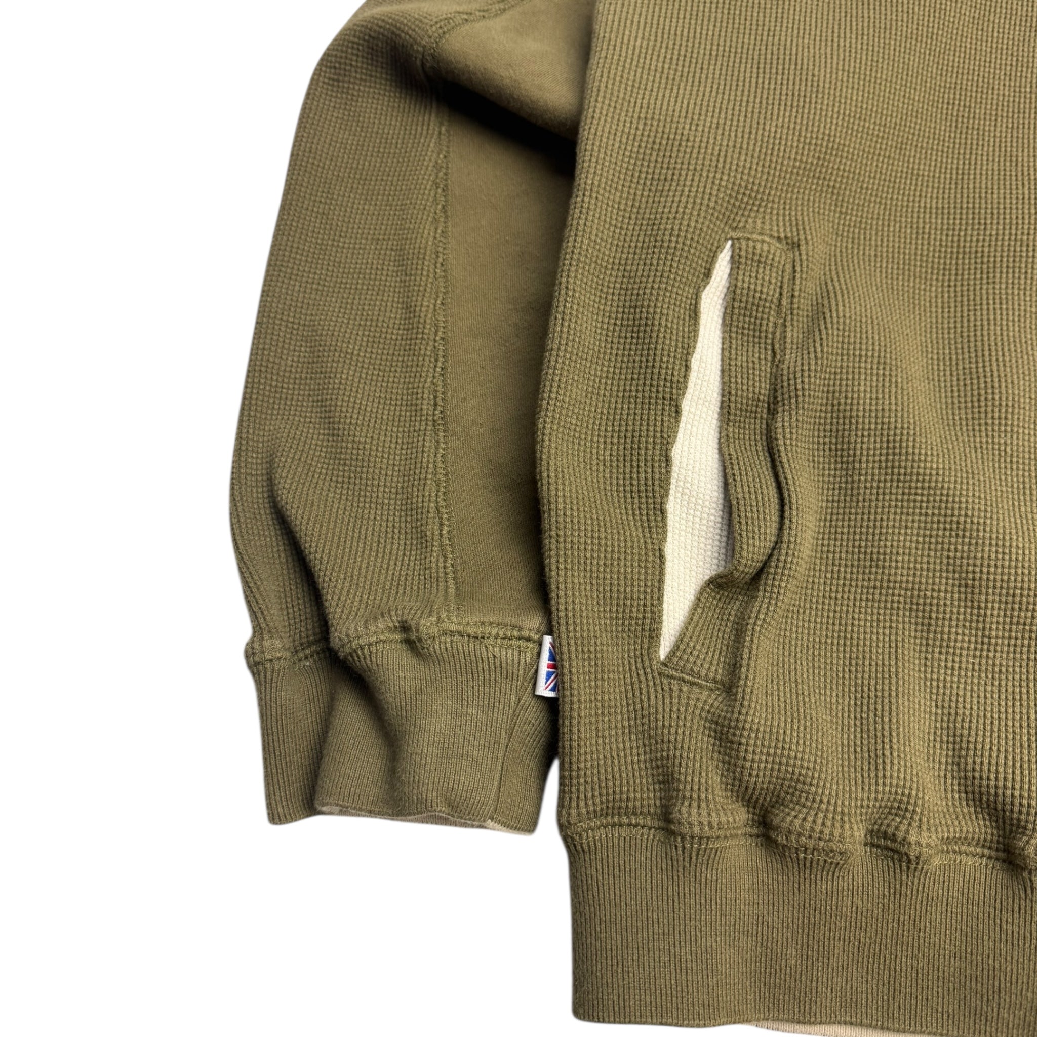 Vintage Y2K Reebok Thermal Zip-Up Hoodie Olive