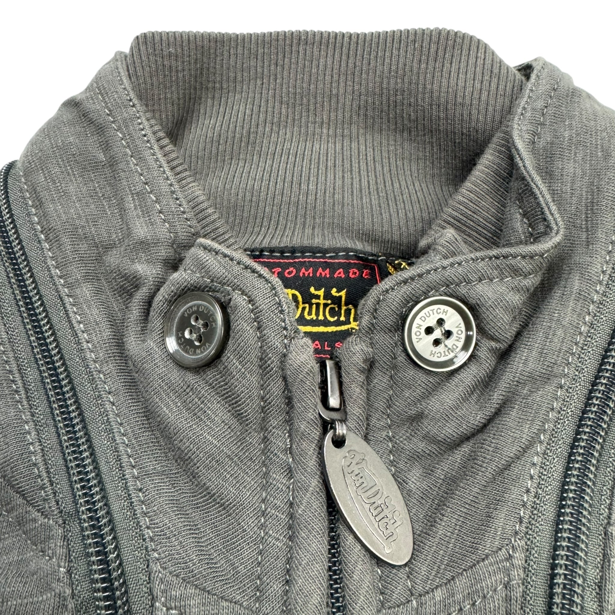 Y2K Von Dutch Zip Up Sweatshirt Grey
