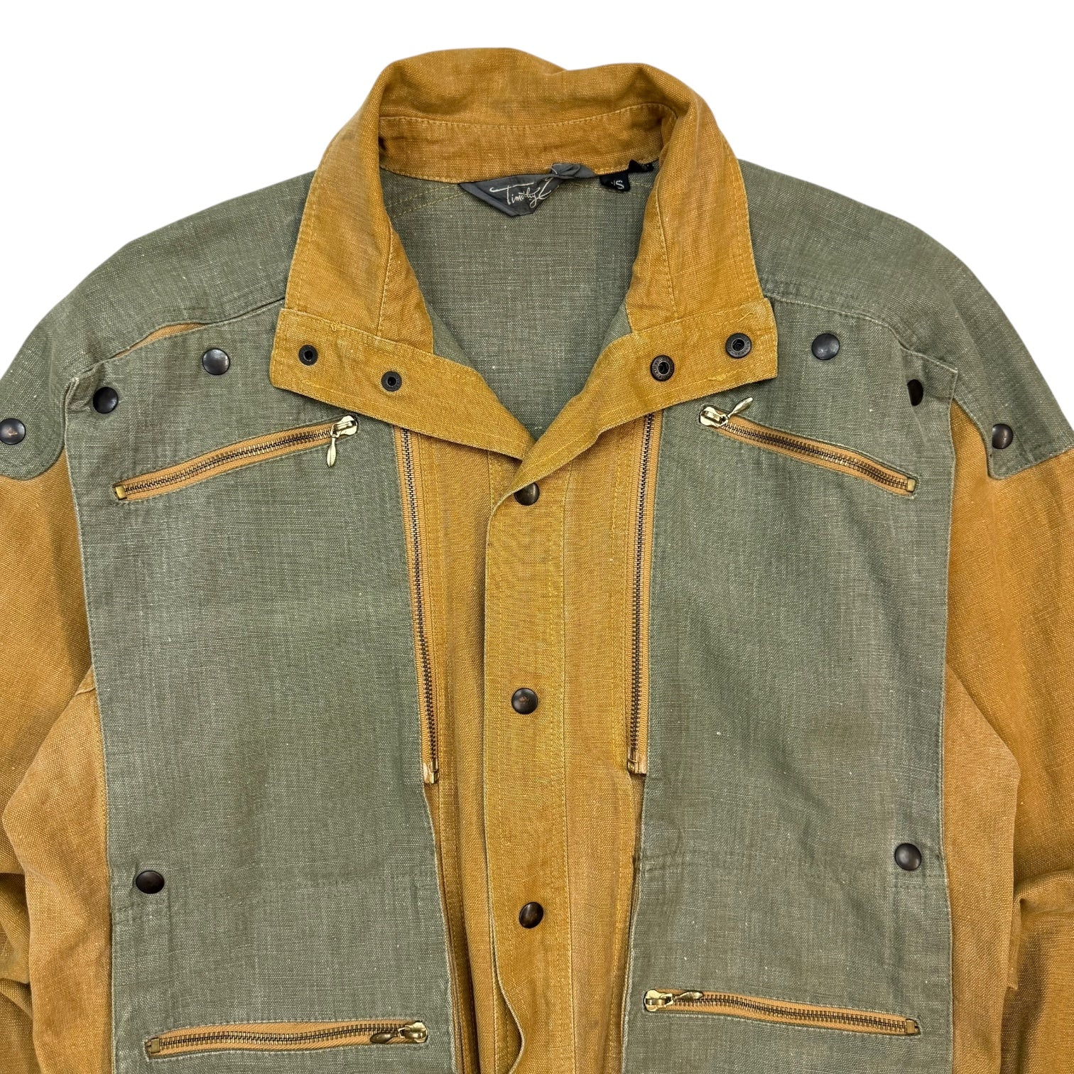Vintage Multi Pocket Bomber Jacket Tan/Green