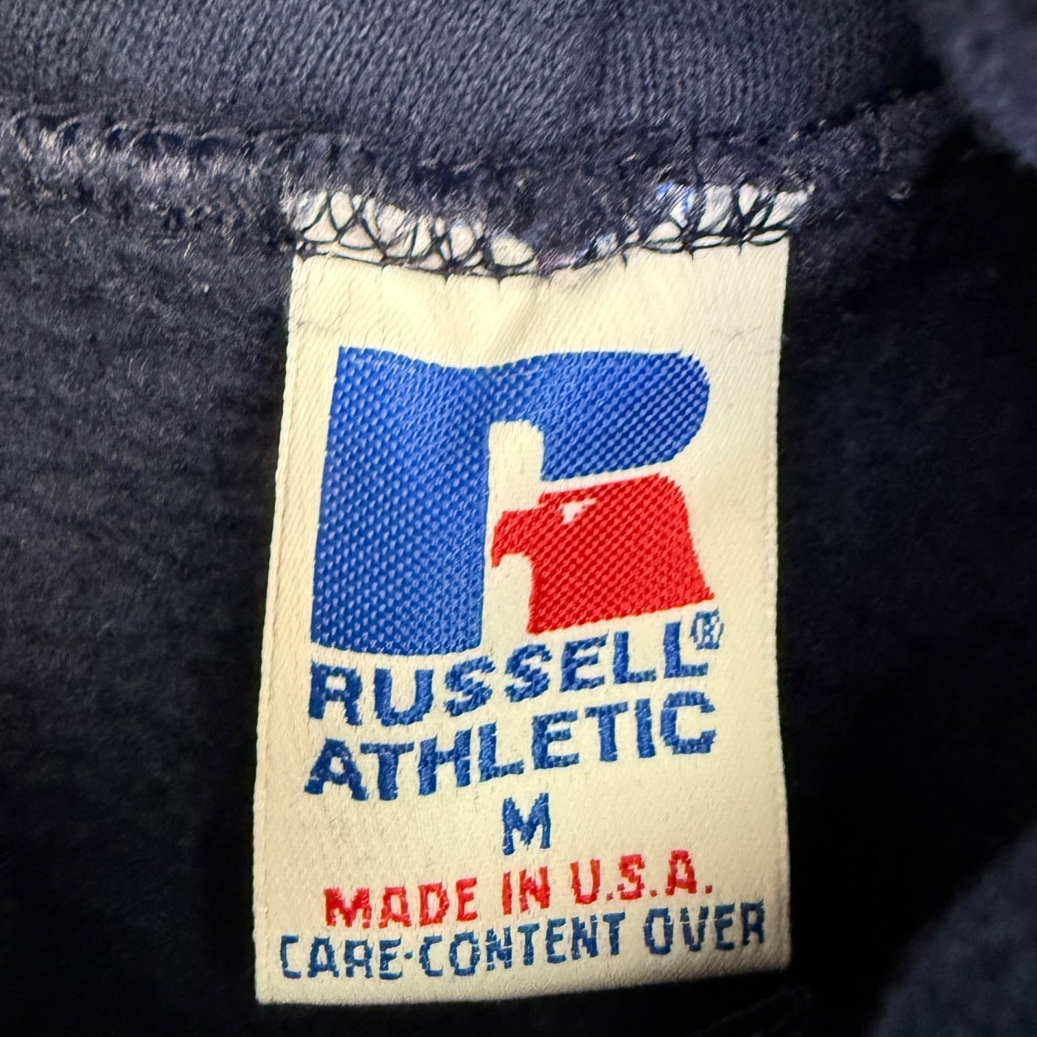 Vintage Russell Athletics Blank Hoodie Navy Blue