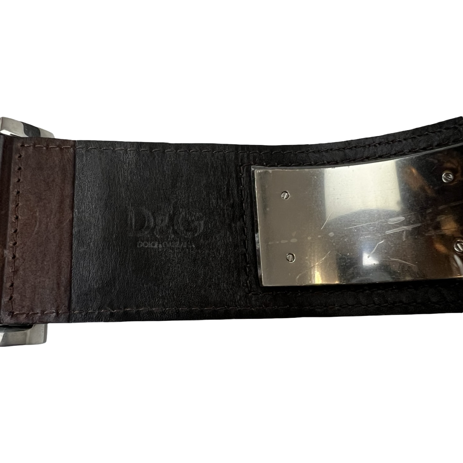 Vintage Dolce & Gabbana Brown Leather Cuff Bracelet