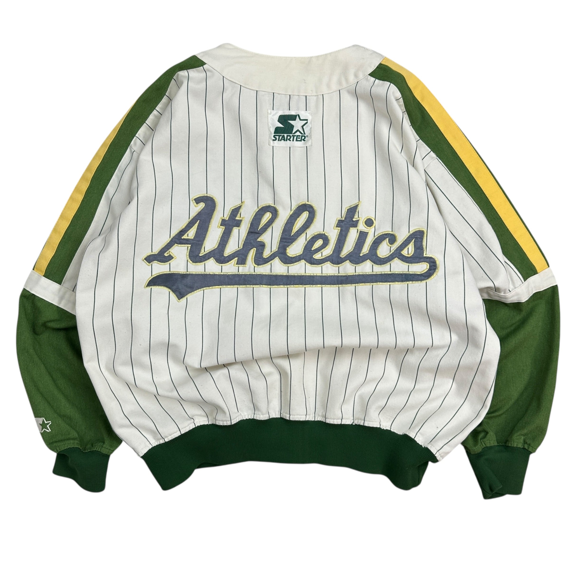 Vintage Starter Oakland Athletics Pin Stripe Crewneck White/Green