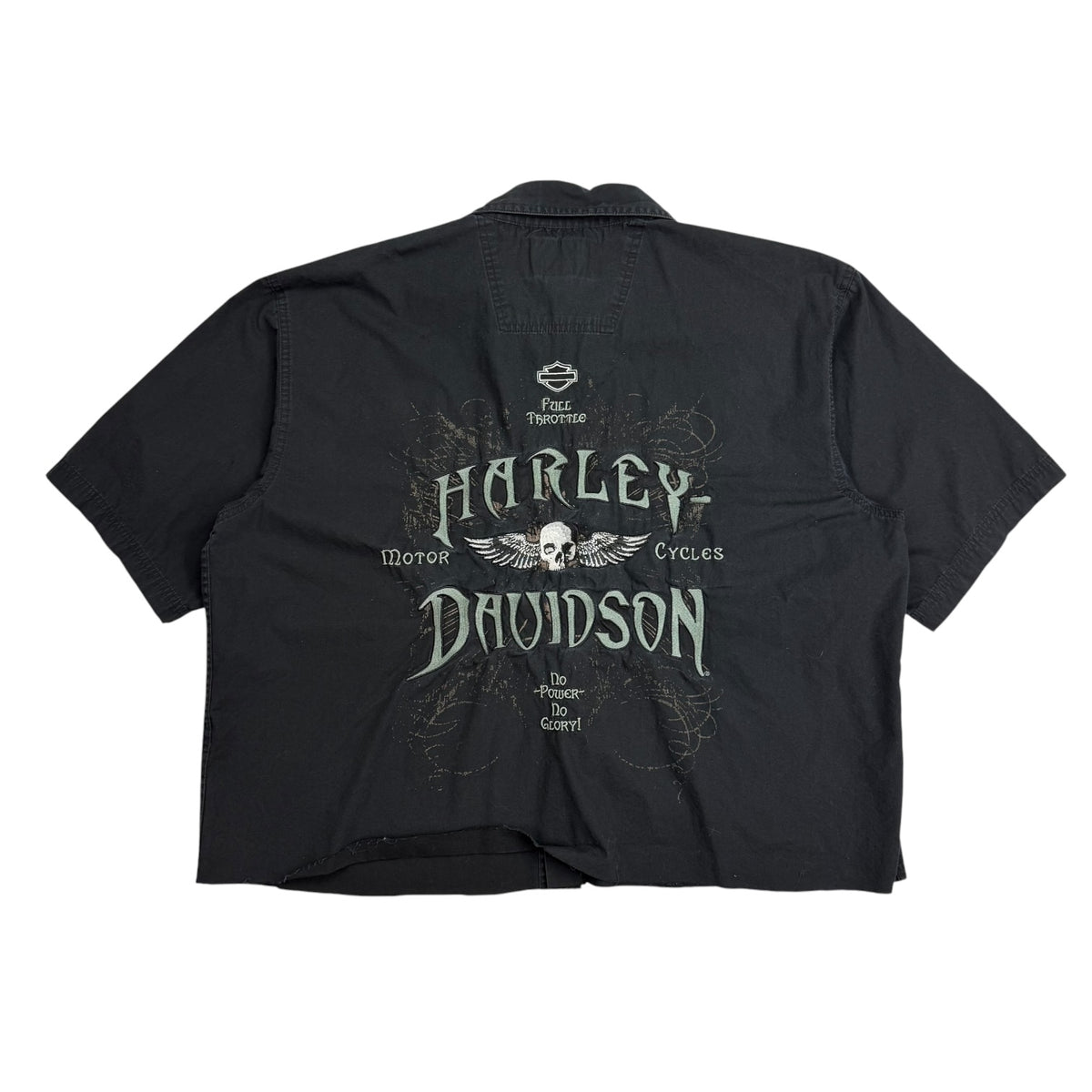Vintage Harley Davidson Cropped Button Up Shirt Black