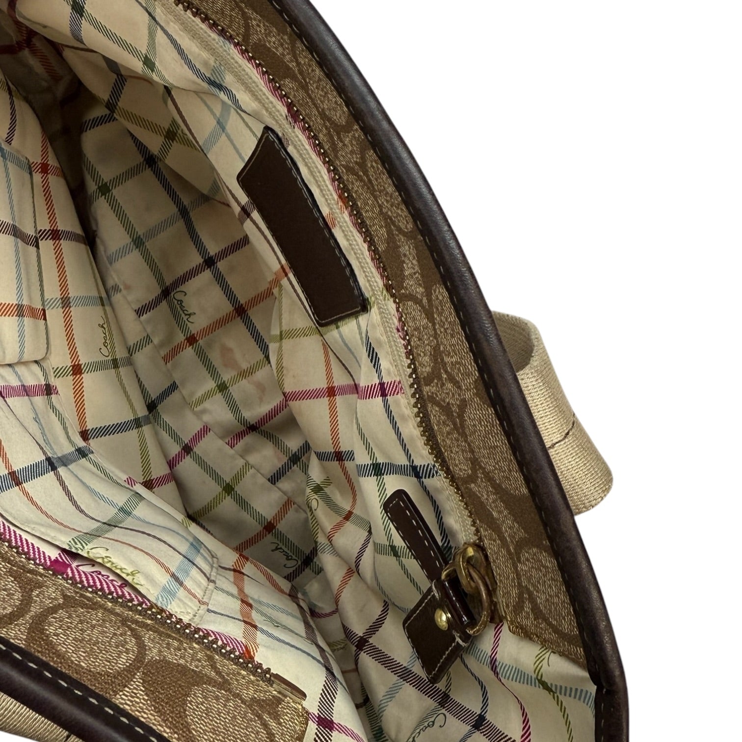 (W) Coach Heritage Stripe Bag Brown