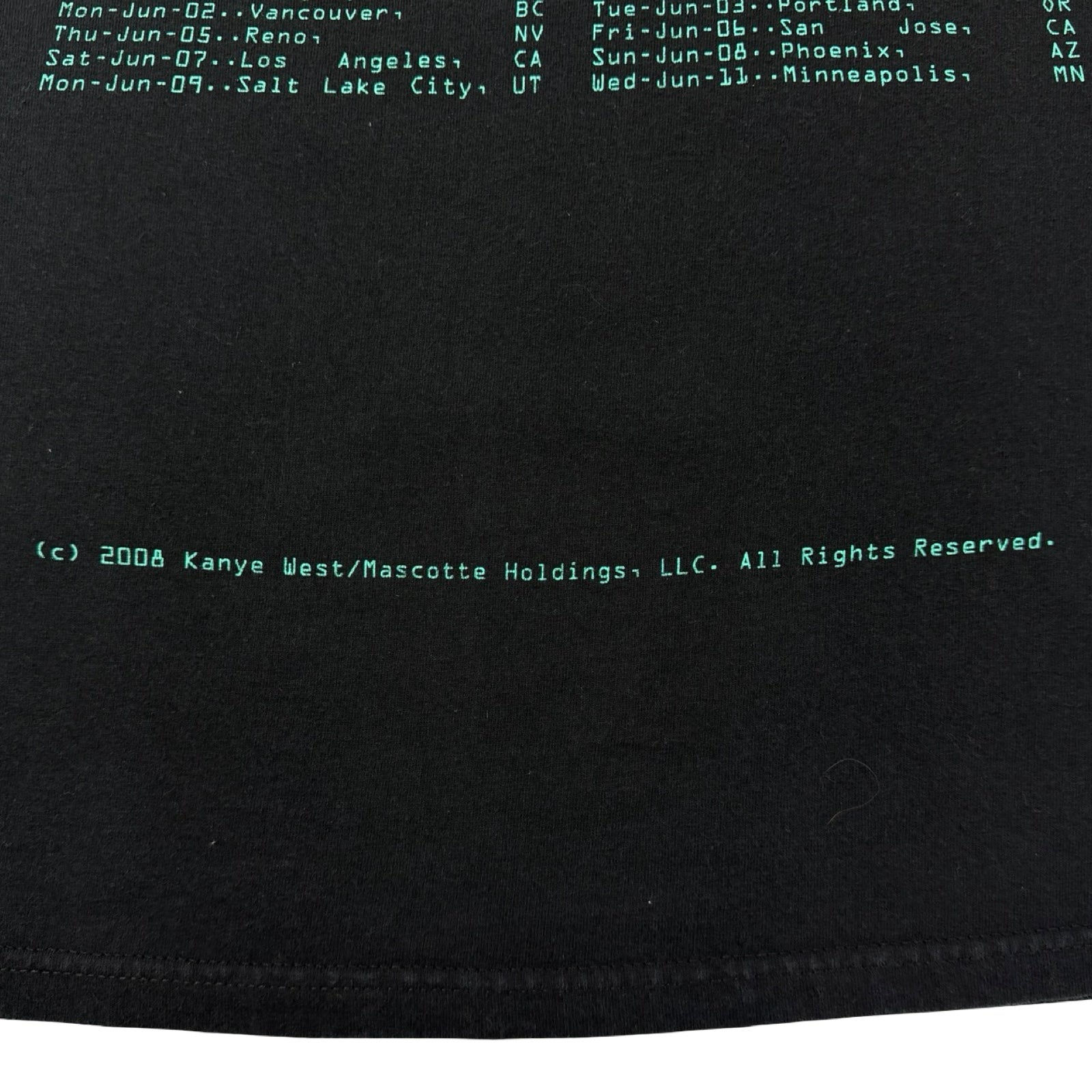 2008 Kanye West Glow In The Dark Tour T-Shirt