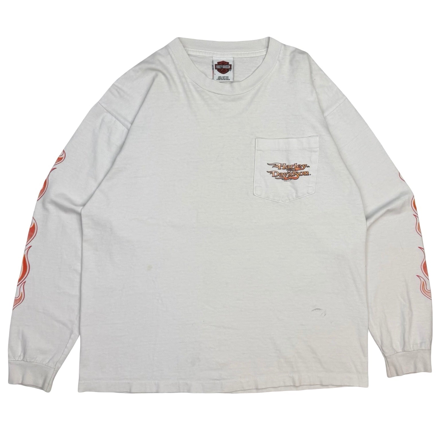 2002 Harley Davidson Fletchers Flame Longsleeve White