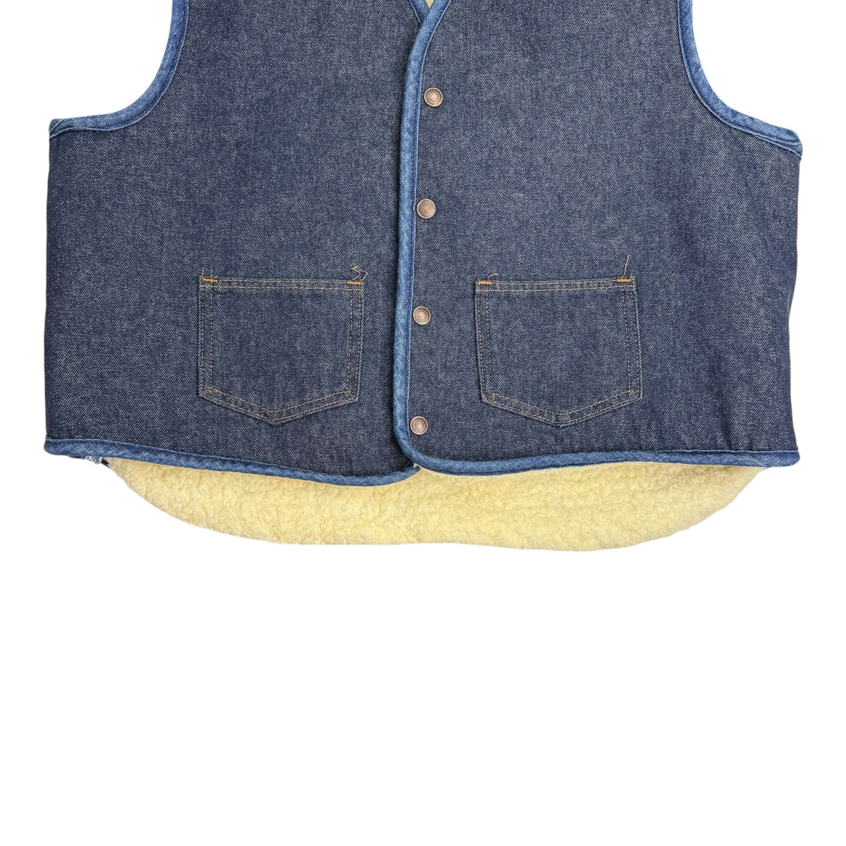 1980's Carhartt Denim Sherpa Lined Vest Dark Wash