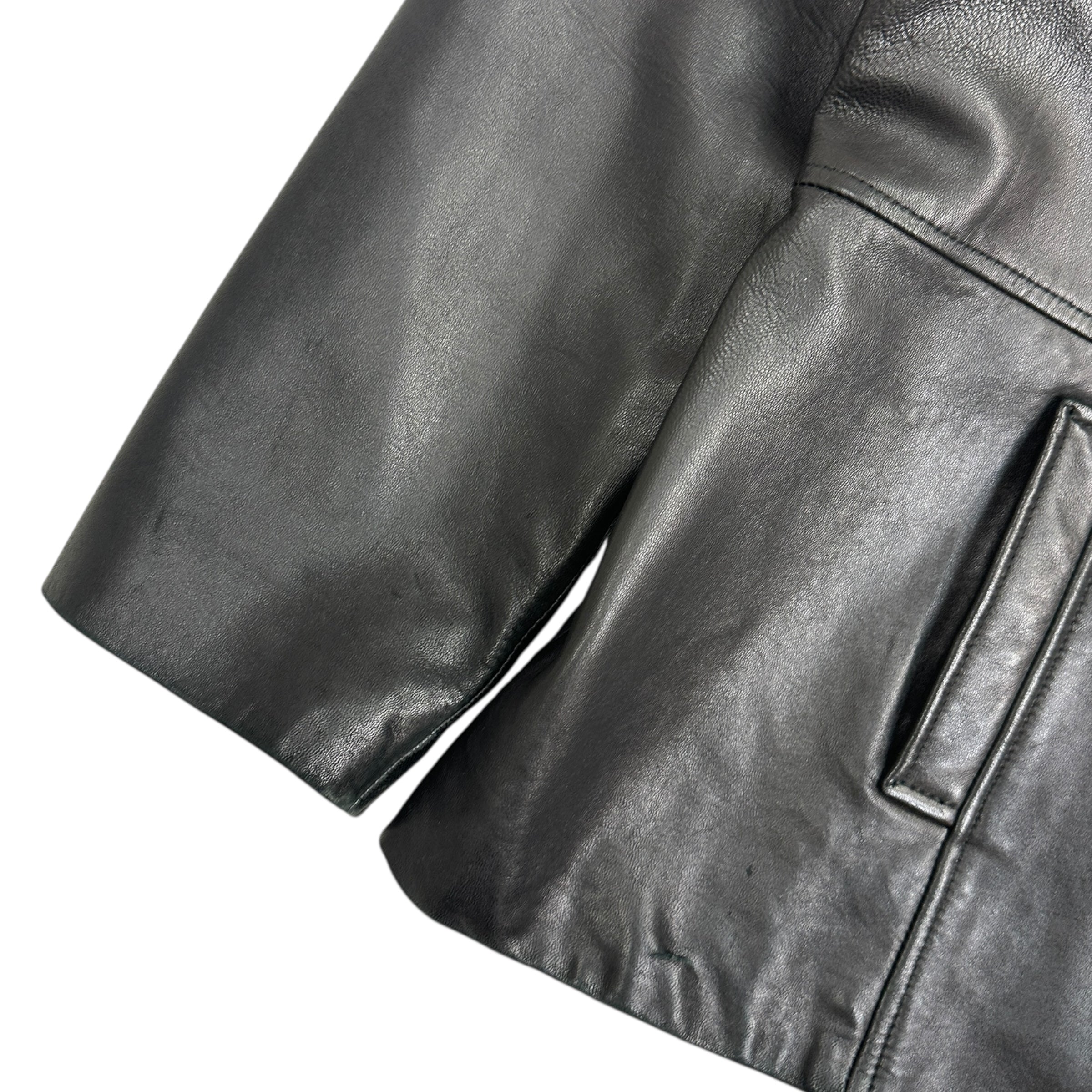 Vintage Women’s Leather Tench Coat Black
