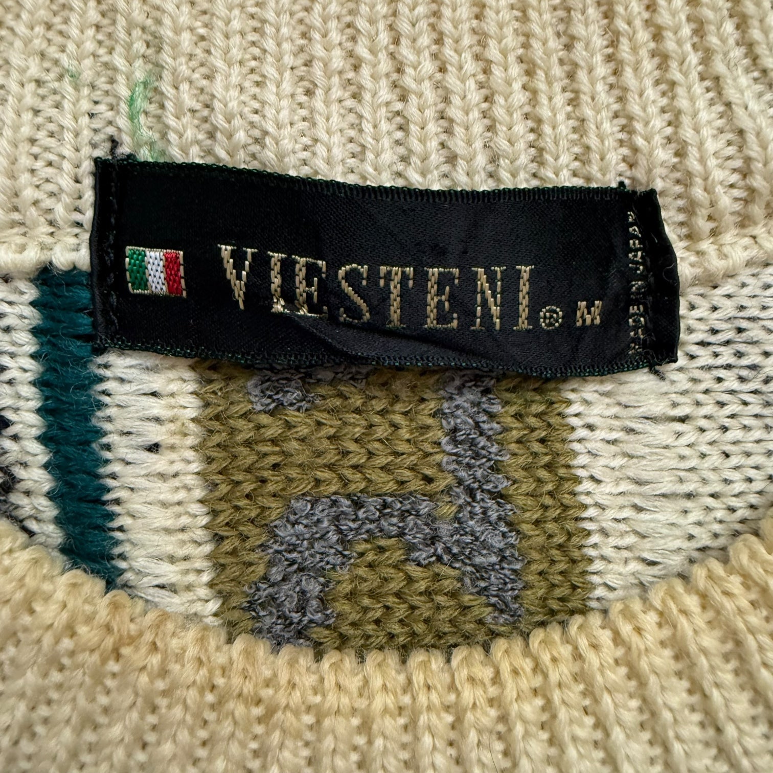 Vintage Viesteni Knit Sweater White/Green