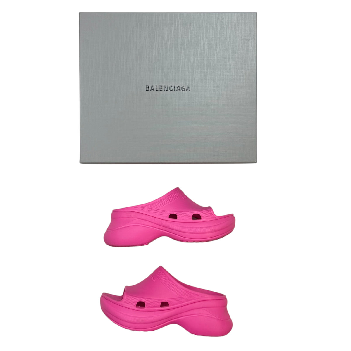 (W) Balenciaga X Crocs Pool Slide Sandals Hot Pink (Used)