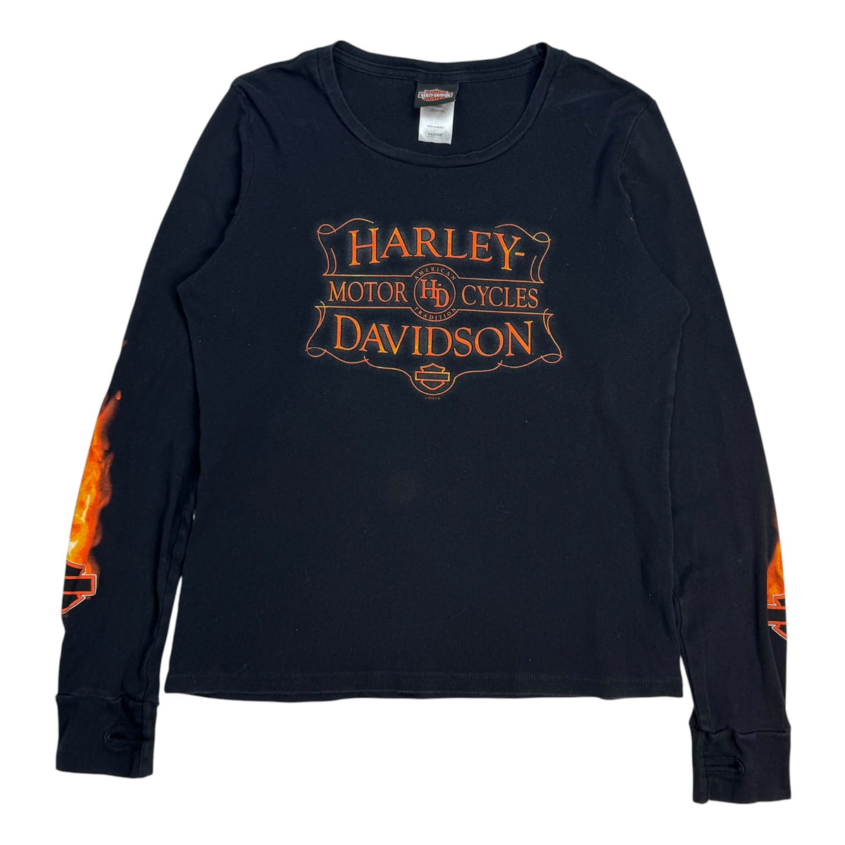 (W) Vintage Harley Davidson Of London Ontario L/S Tee Black