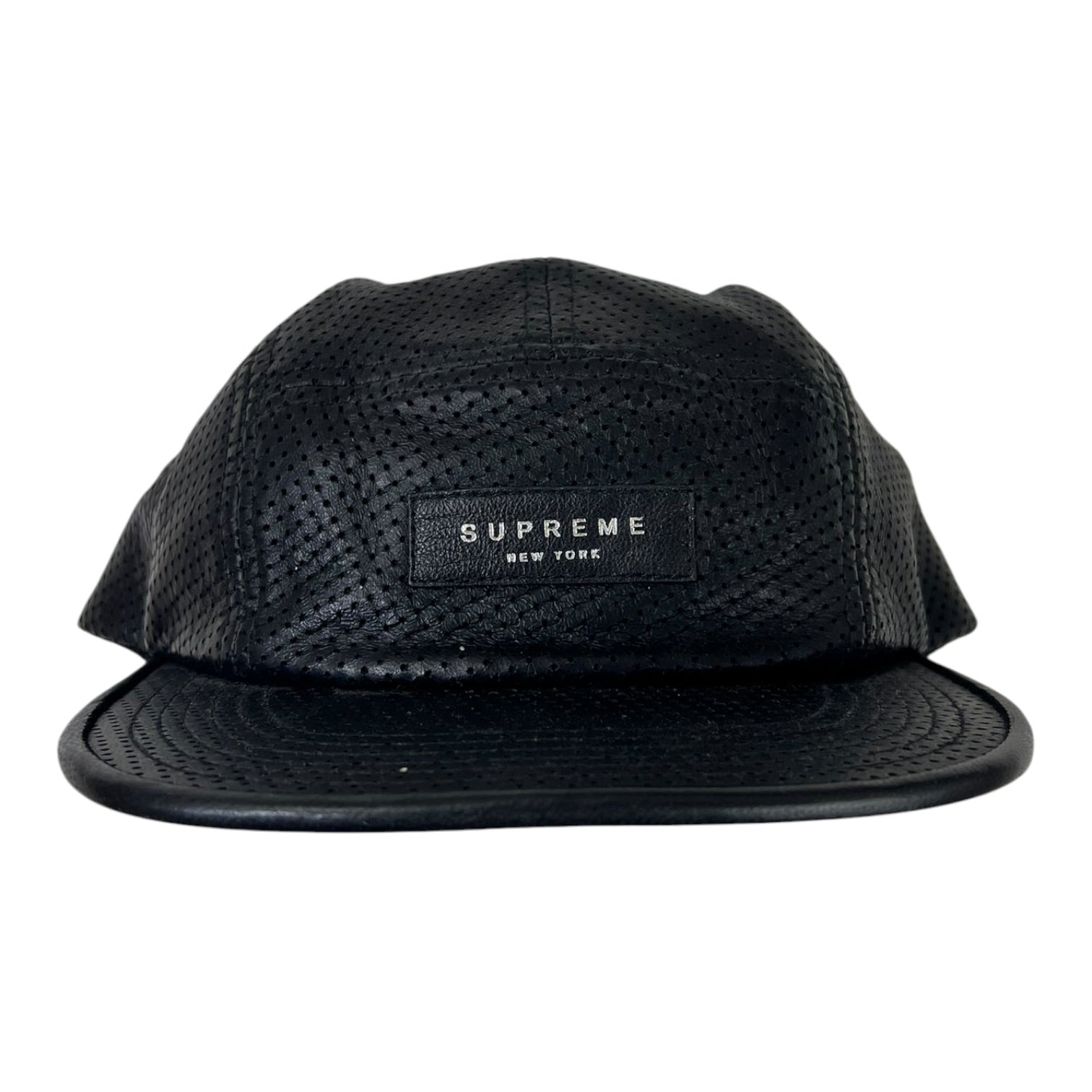 Supreme Perforated Leather Camp Cap Black