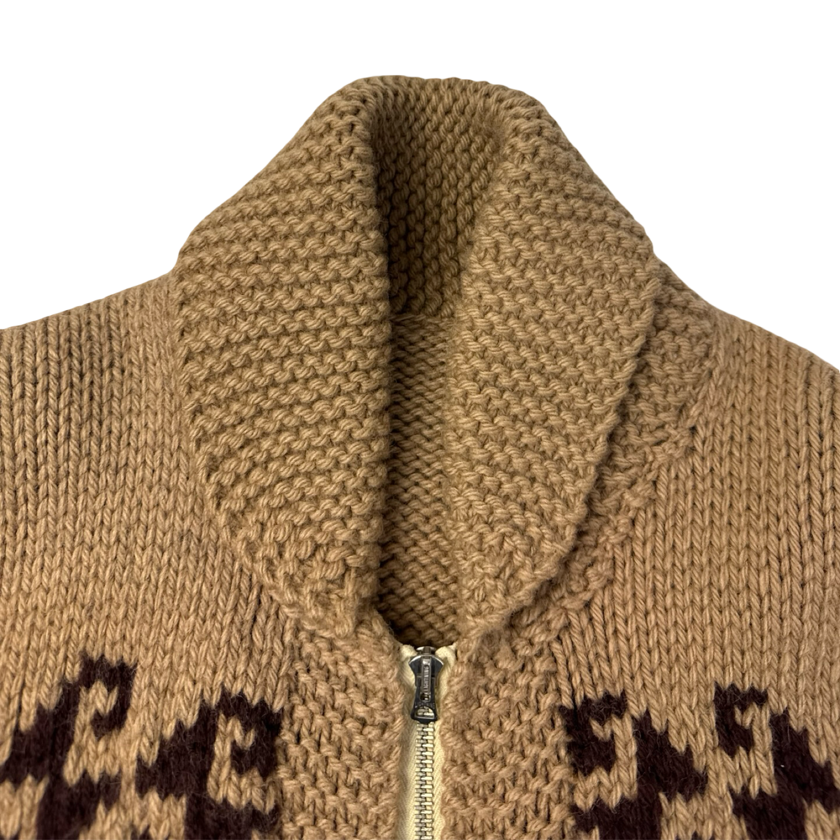 Vintage Cowichan Knit Zip Up Jacket Brown/Tan
