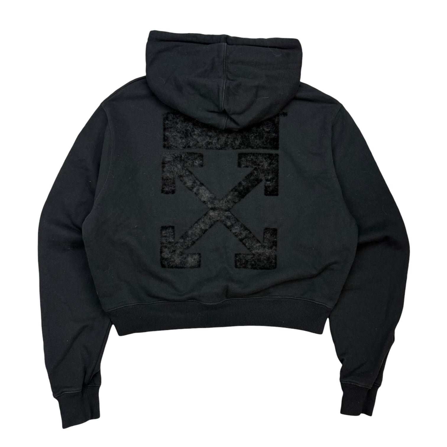 (W) Off-White Arrow Flocked Hoodie Black