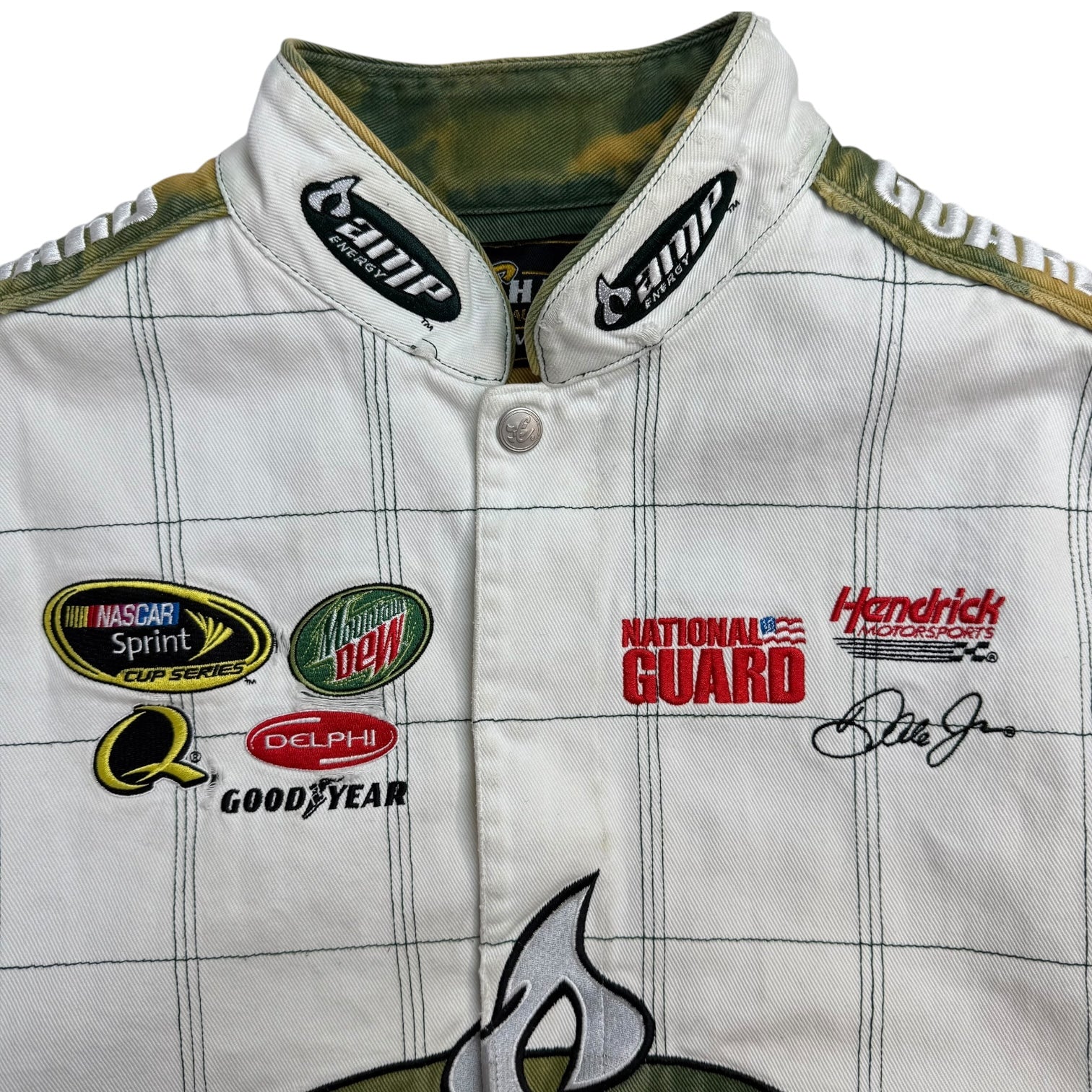 Vintage Chase Authentics NASCAR Dale Earnhardt Jr Amp Energy Jacket White/Green