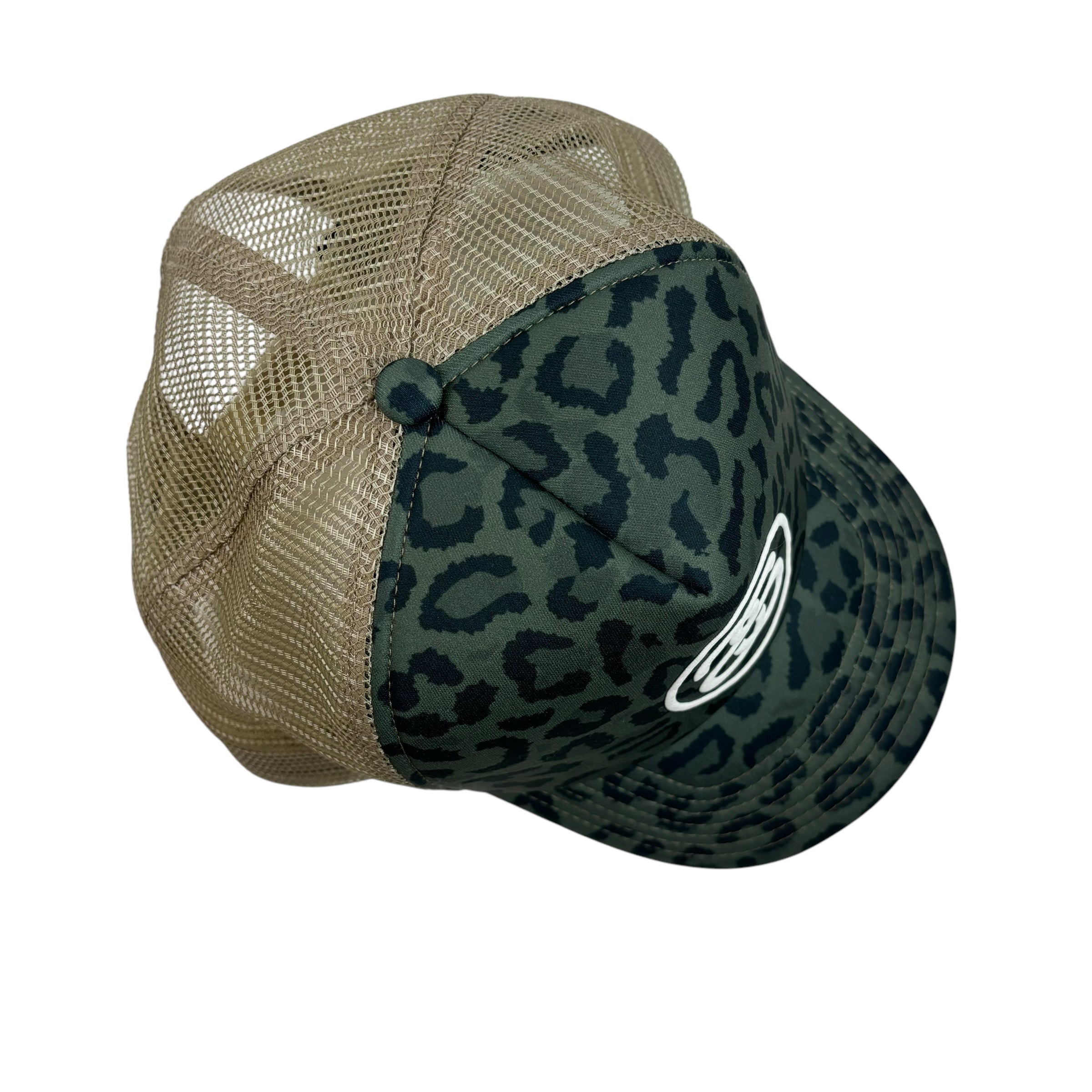 Stussy SS Link Trucker SnapBack Hat Green Leopard