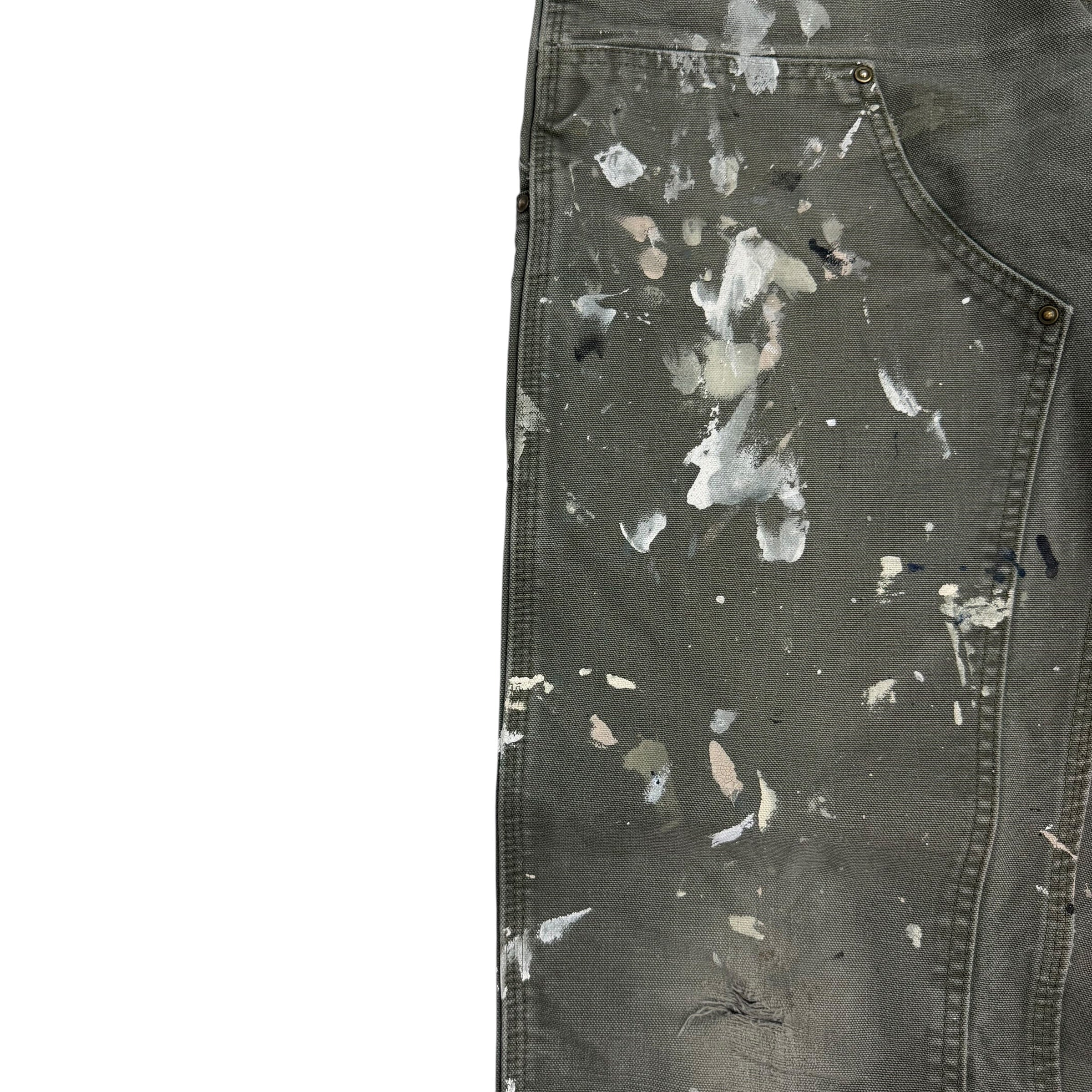 Vintage Carhartt Double Knee Paint Splatter Pants Green