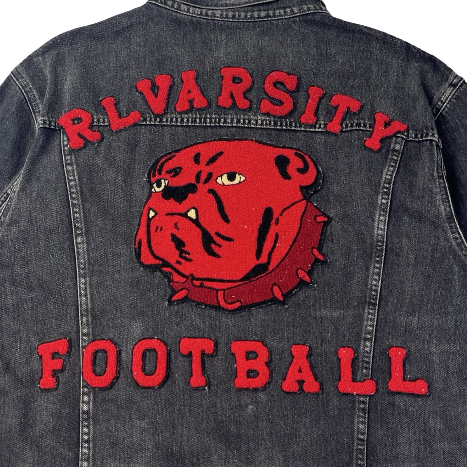 Polo Ralph Lauren Bulldog Varsity Denim Trucker Jacket Faded Grey