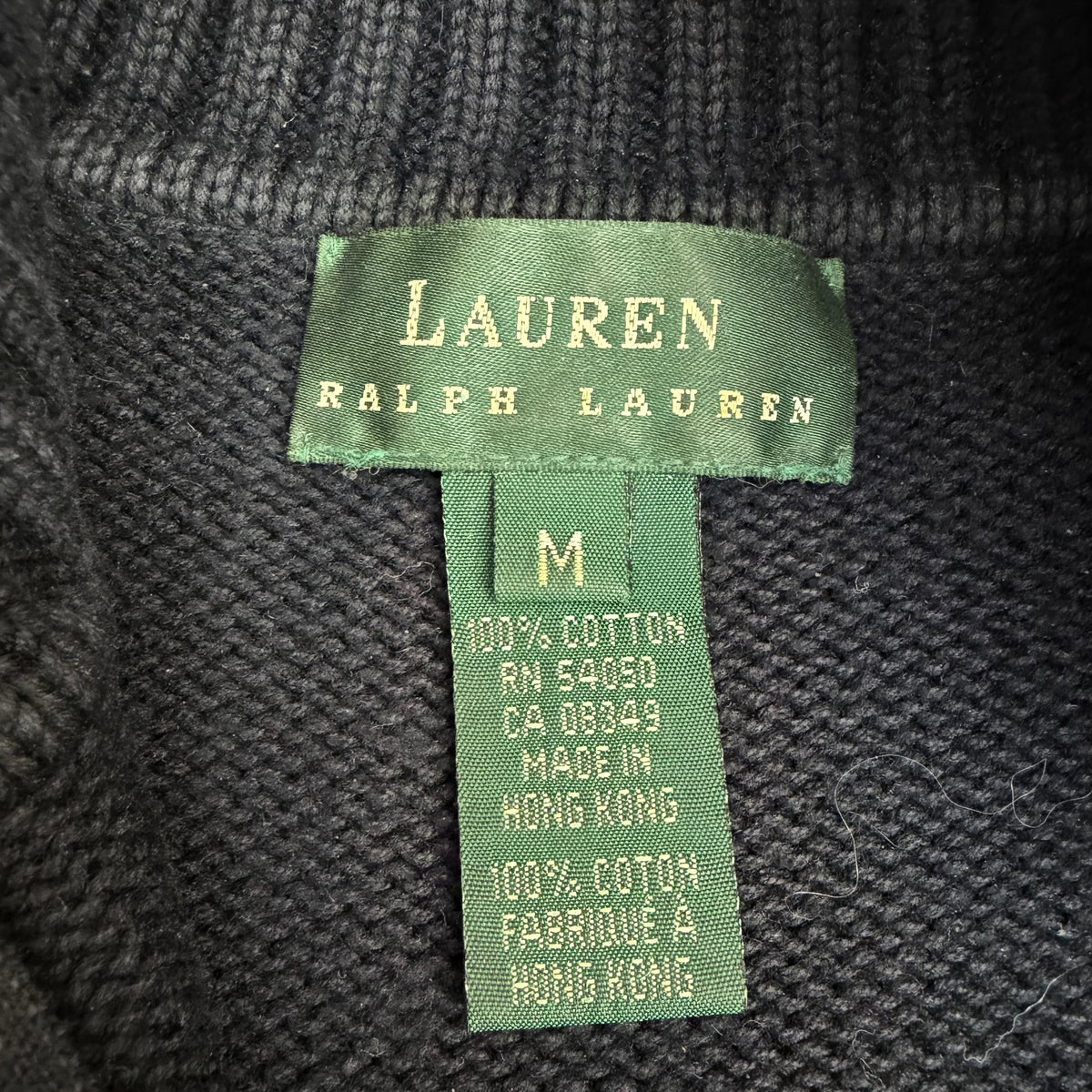 Vintage Lauren Ralph Lauren Quarter Zip Knit Sweater Dark Navy