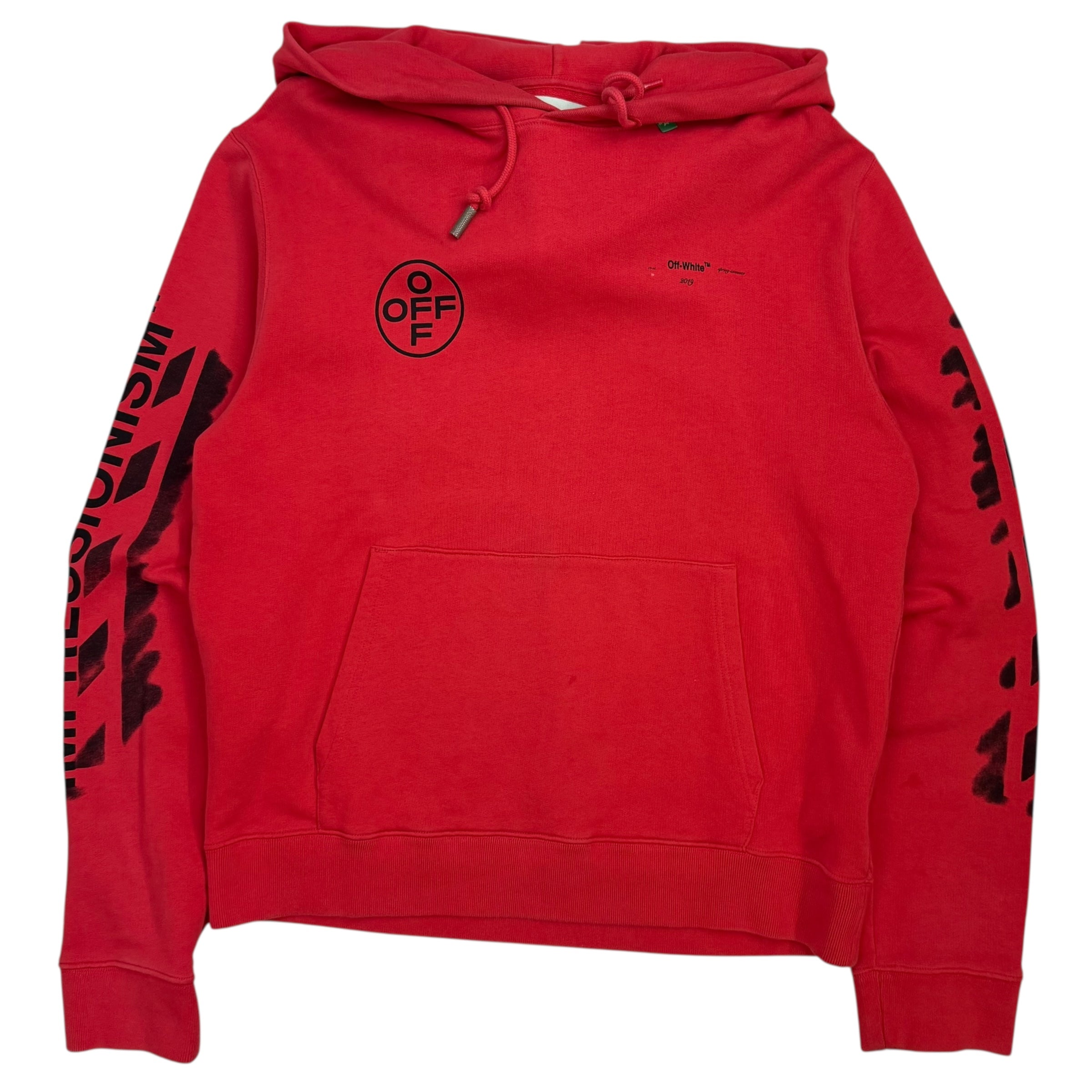 Off-White Diagonal Stencil Hoodie Red