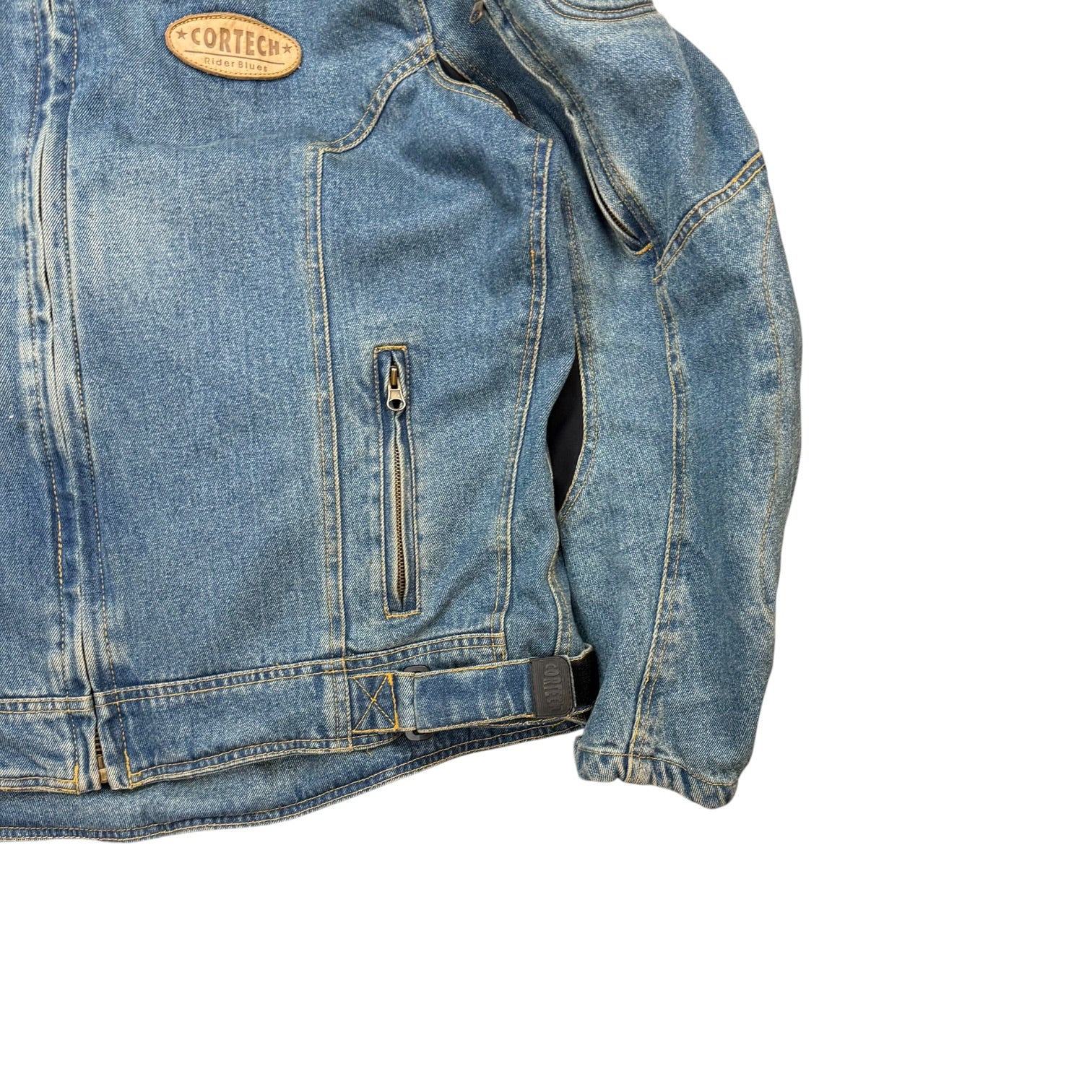 Vintage Cortech Rider Blues Denim Motorcycle Jacket Light Wash