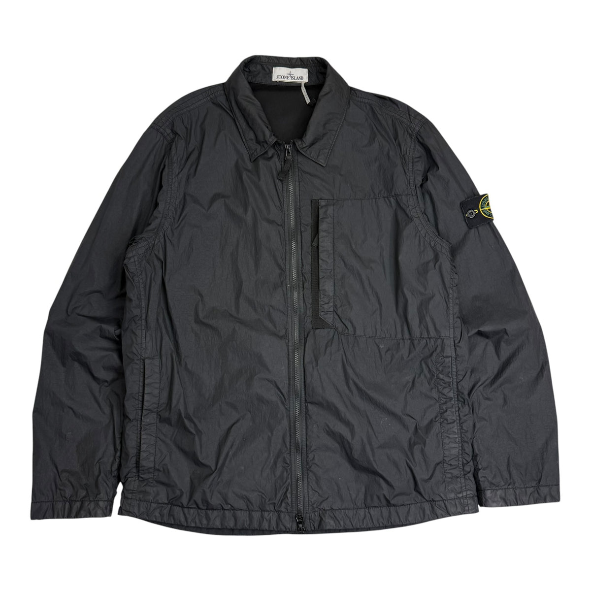 Stone Island Crinkly Nylon Over Shirt Black