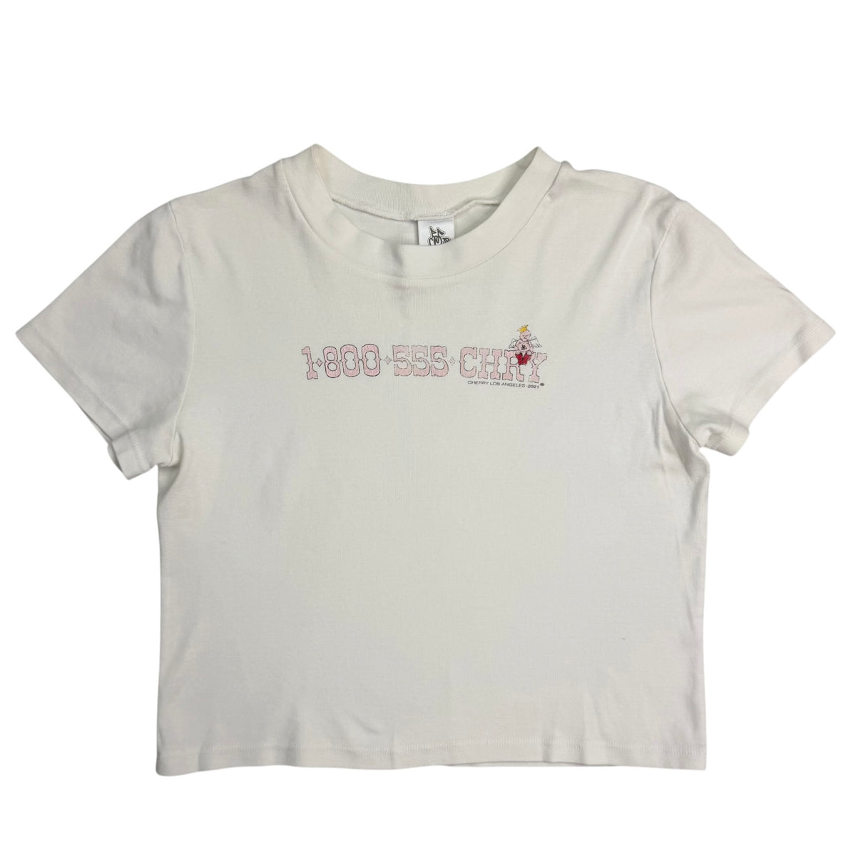 (W) Cherry LA 1-800-555-Chry Baby Tee White