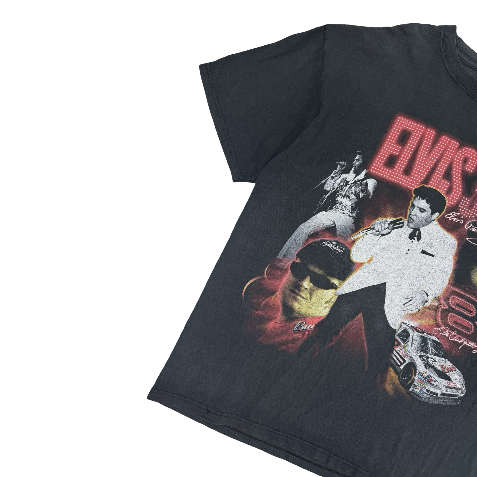 Vintage Chase Authentics Elvis Presley X Dale Earnhardt Jr T-Shirt Black