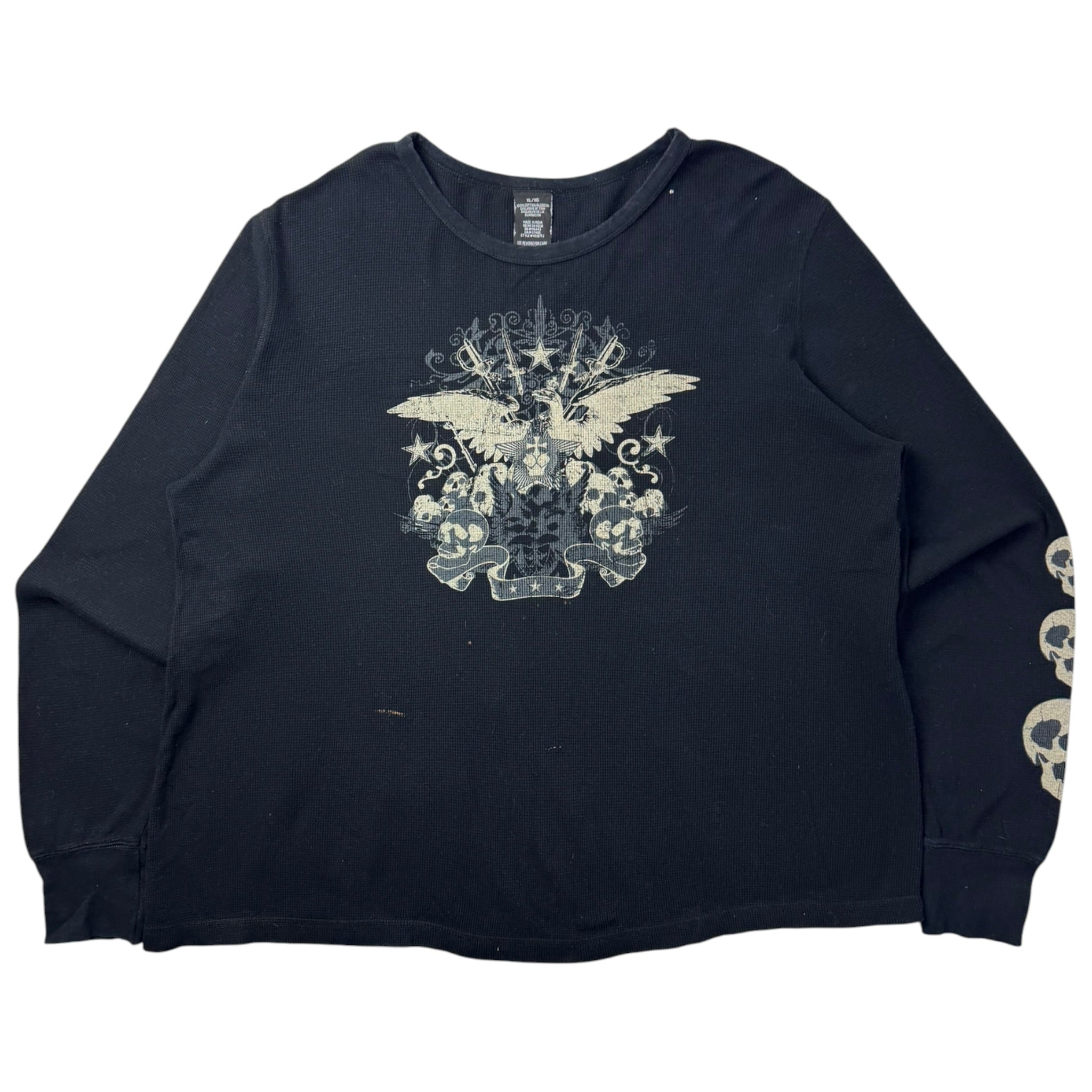Y2K Cyber Skull Sleeve Thermal Longsleeve