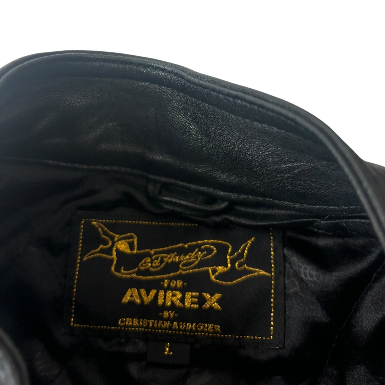 Vintage Ed Hardy For Avirex Leather Jacket Black