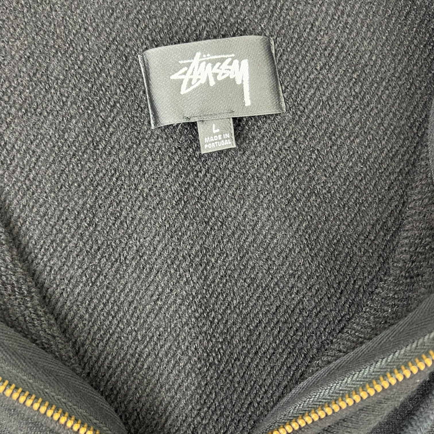 Stussy Patch Zip Knit Hoodie Black