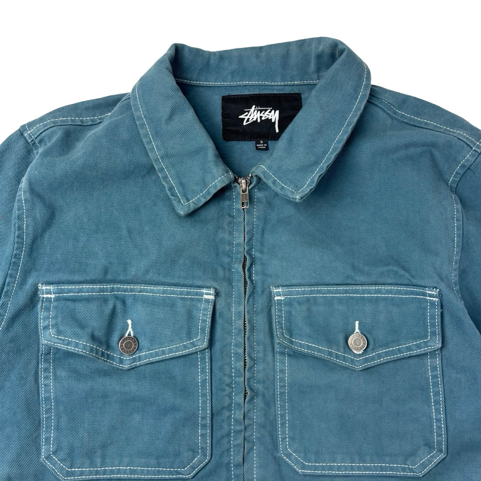 Stussy Overdyed Garage Contrast Stitch Jacket Teal