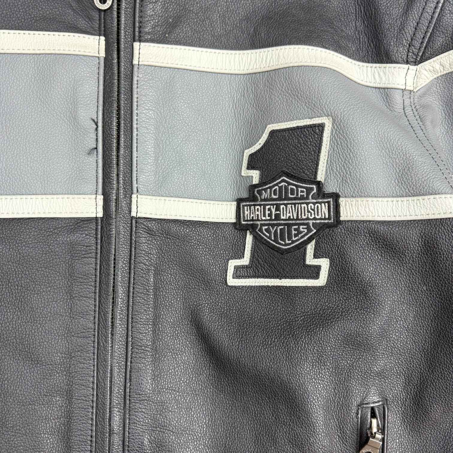 Vintage Harley Davidson Leather Bike Jacket Black/Grey