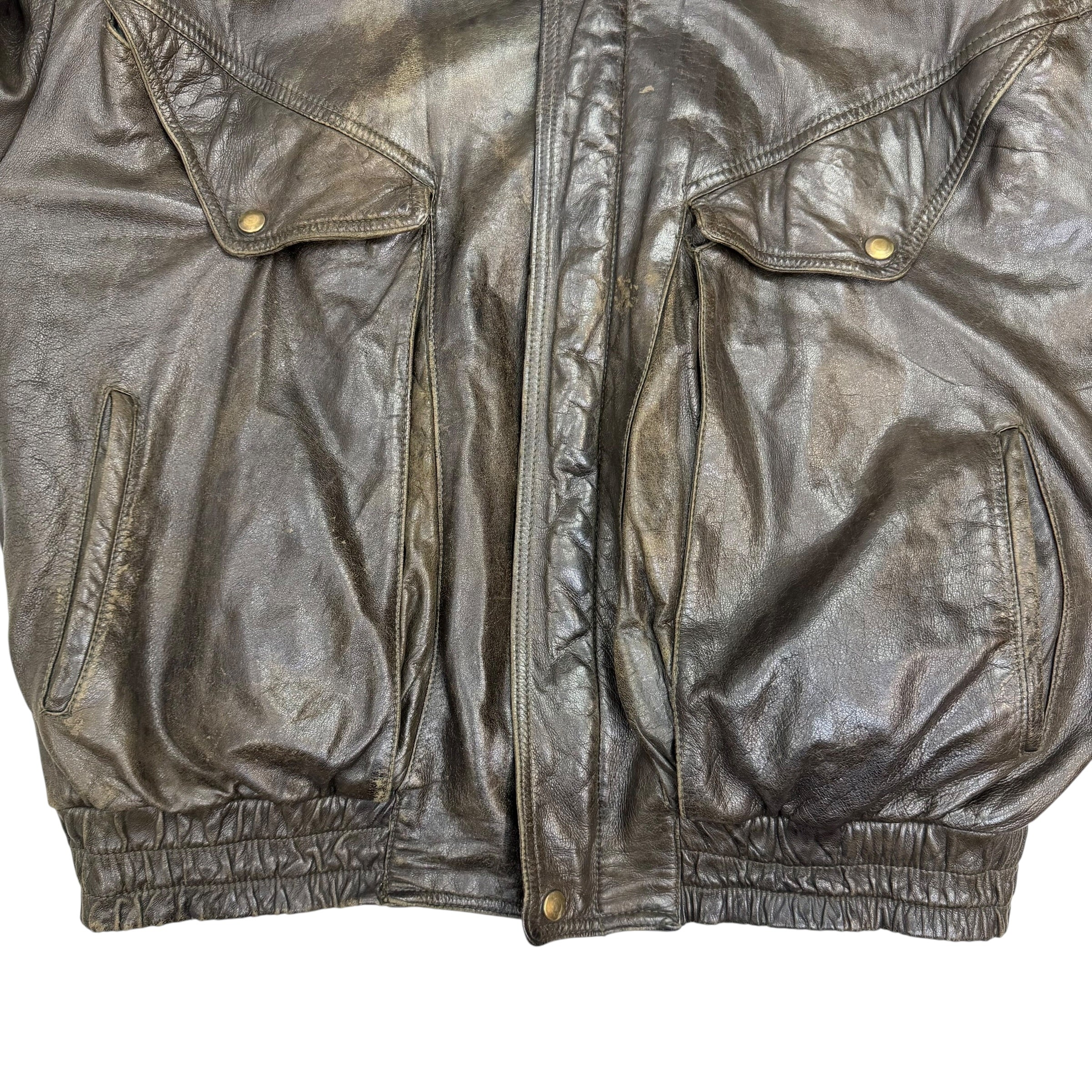 Vintage Leather Blanked Lined Jacket Brown