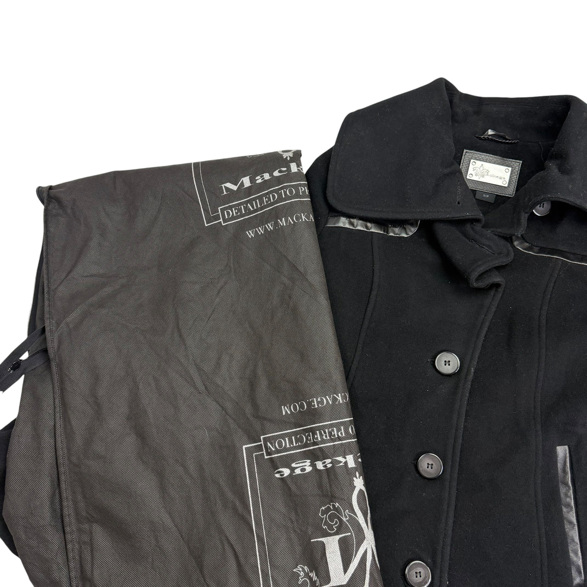 (W) Mackage Wool Leather Trim Peacoat Black