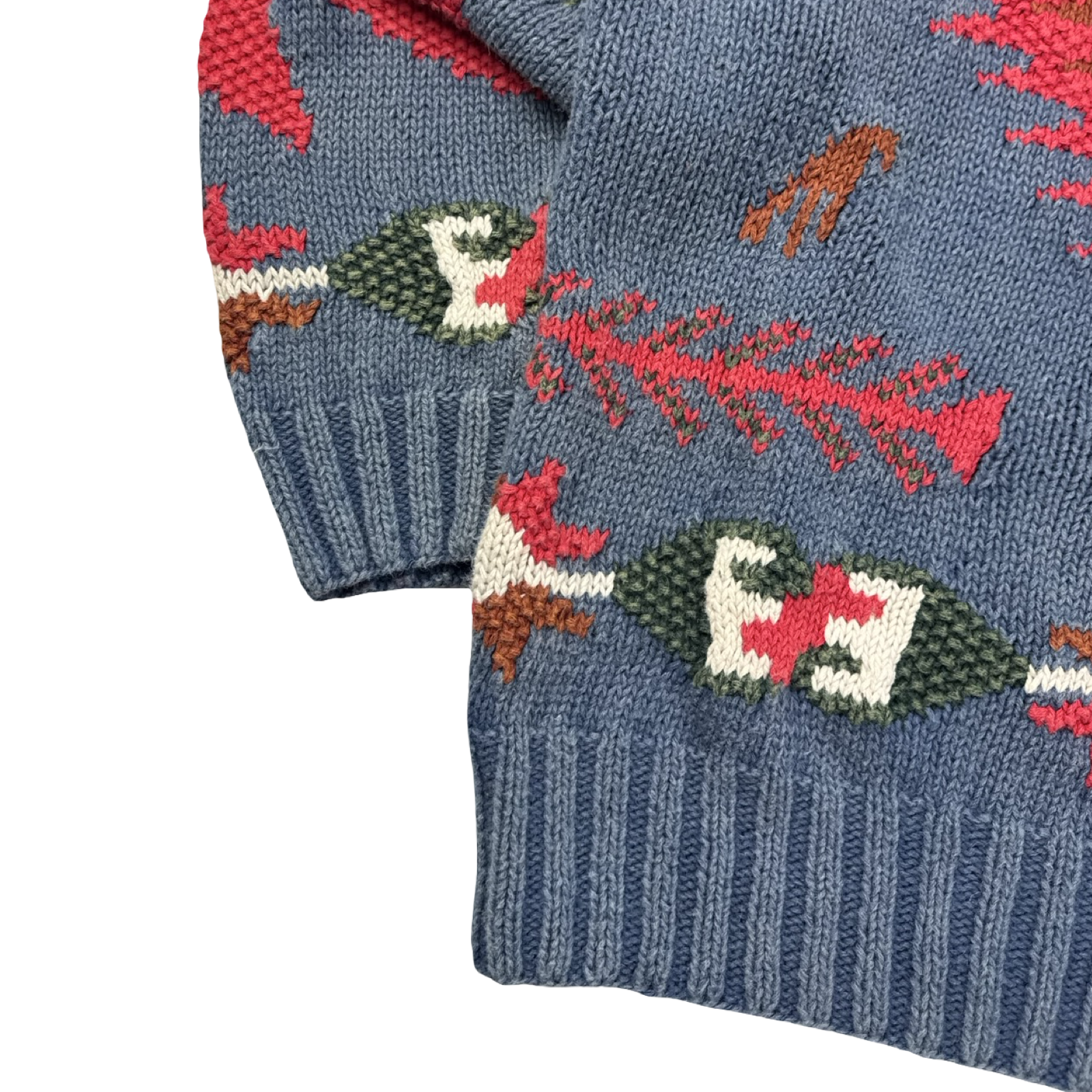 Vintage Western Aztec Pattern Heavy Knit Sweater Blue