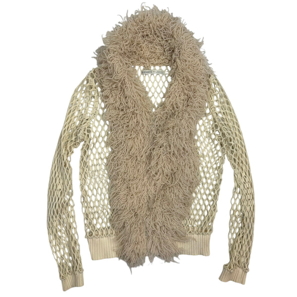 (W) Rodarte Opening Ceremony Fur Trim Cardigan Cream