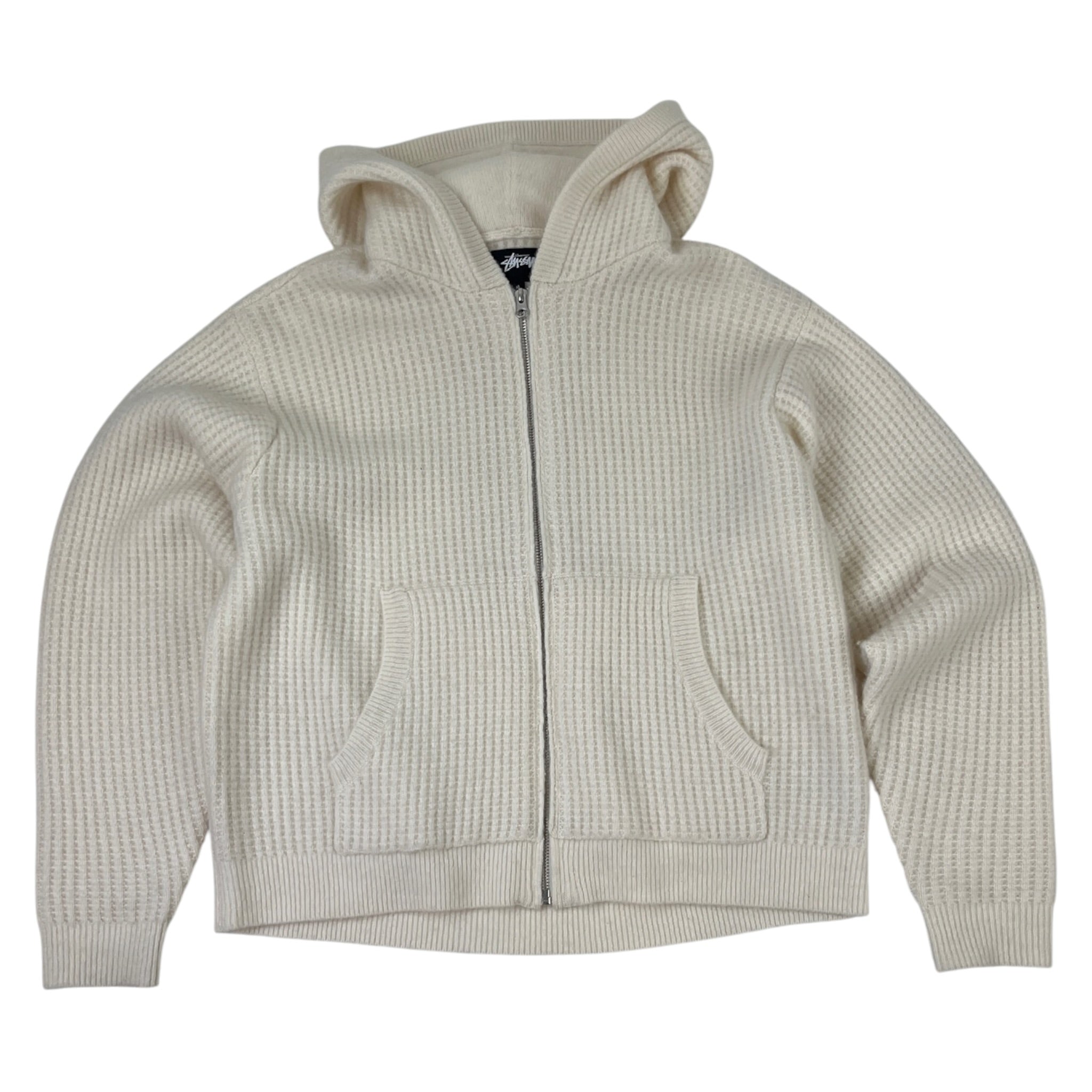 Stussy Waffle Cashmere Zip Sweater White