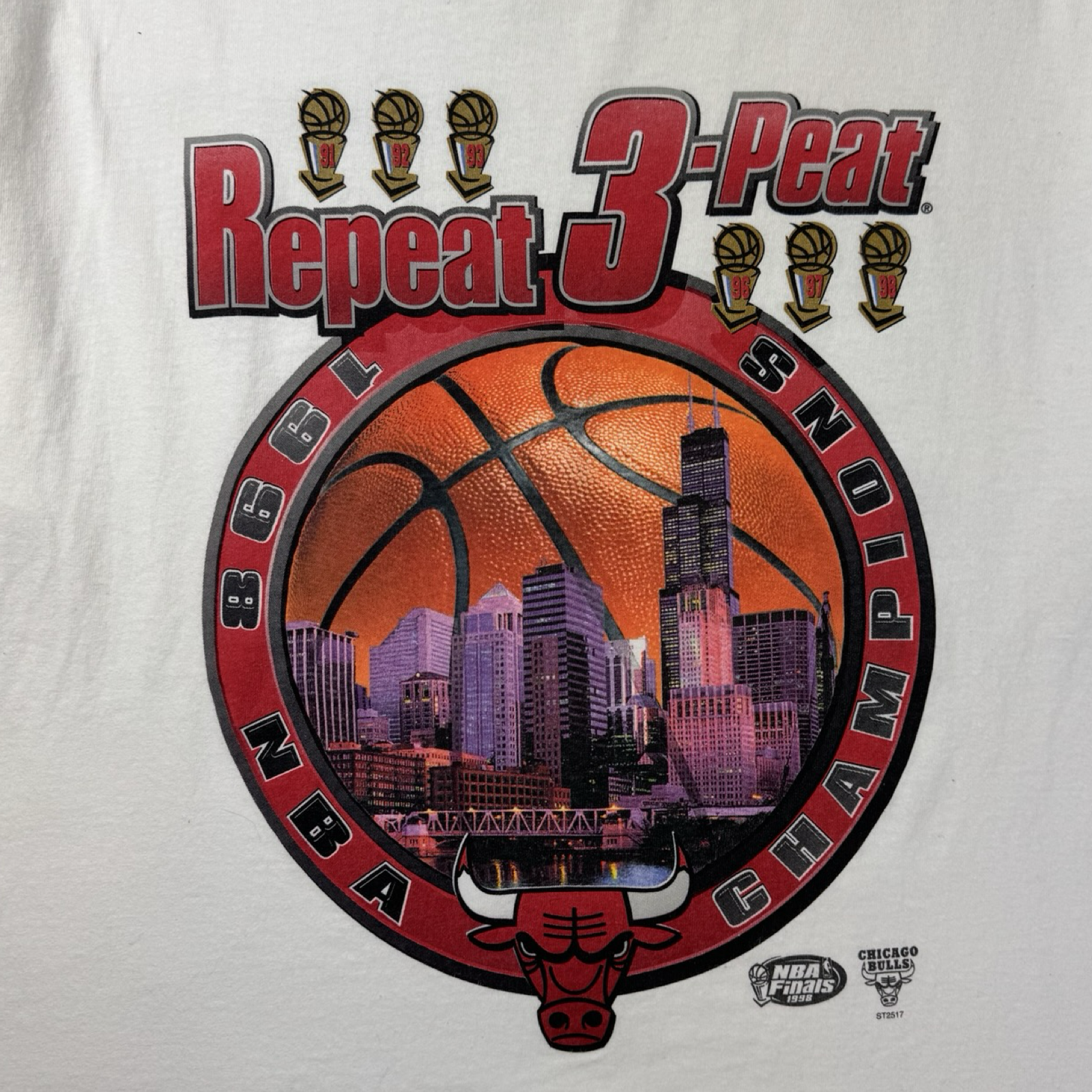 1998 Chicago Bulls 3-Peat NBA Champions T-Shirt