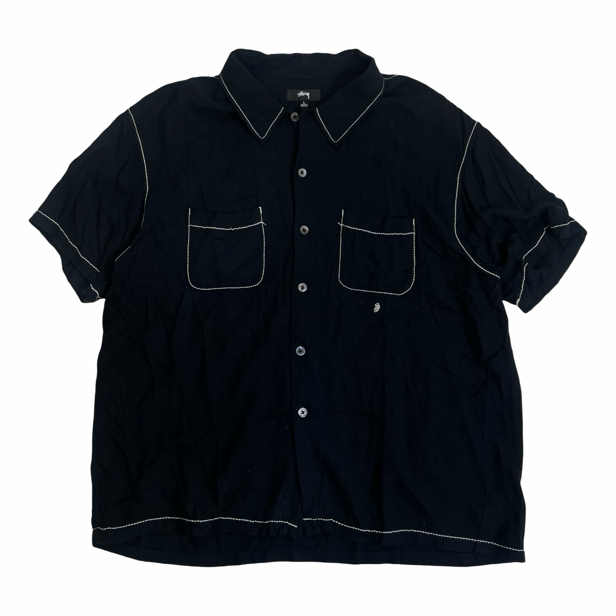 Stüssy Contrast Pick Stitched Button Up Black