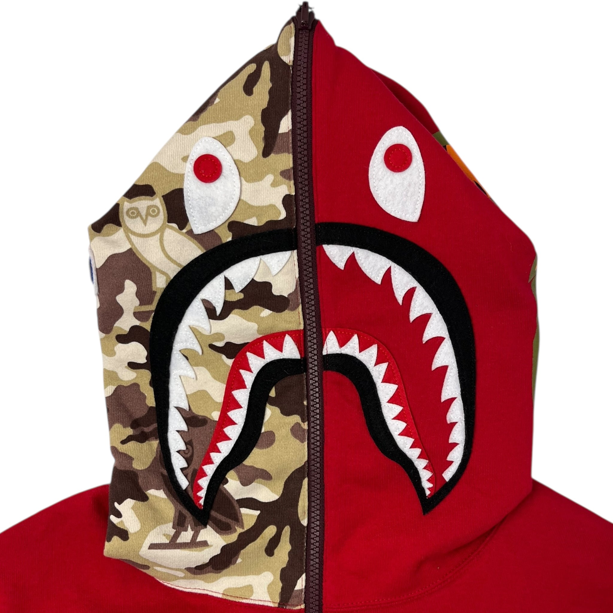 A Bathing Ape X OVO Woodland Camo Shark Reversible Full Zip Hoodie
