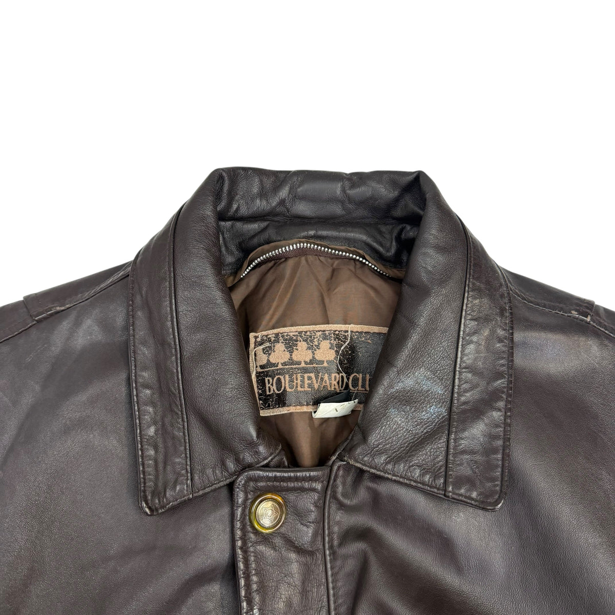 Vintage Leather Bomber Jacket Brown
