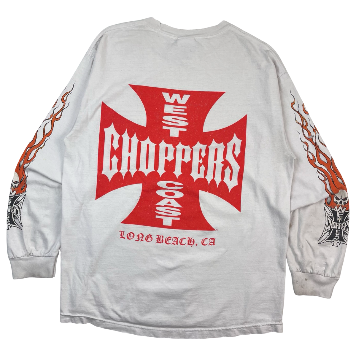 Vintage West Coast Choppers Flame Sleeve T-Shirt White