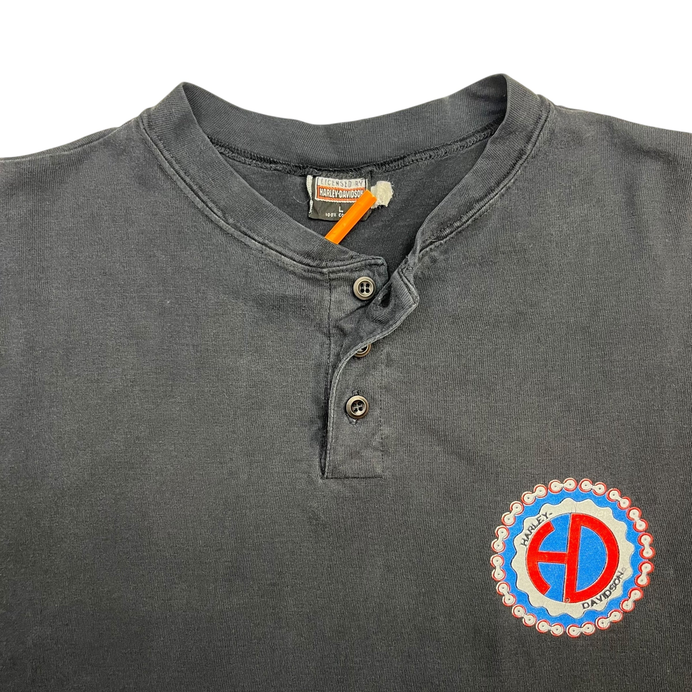 Vintage Harley-Davidson Rules Henley Tee Black