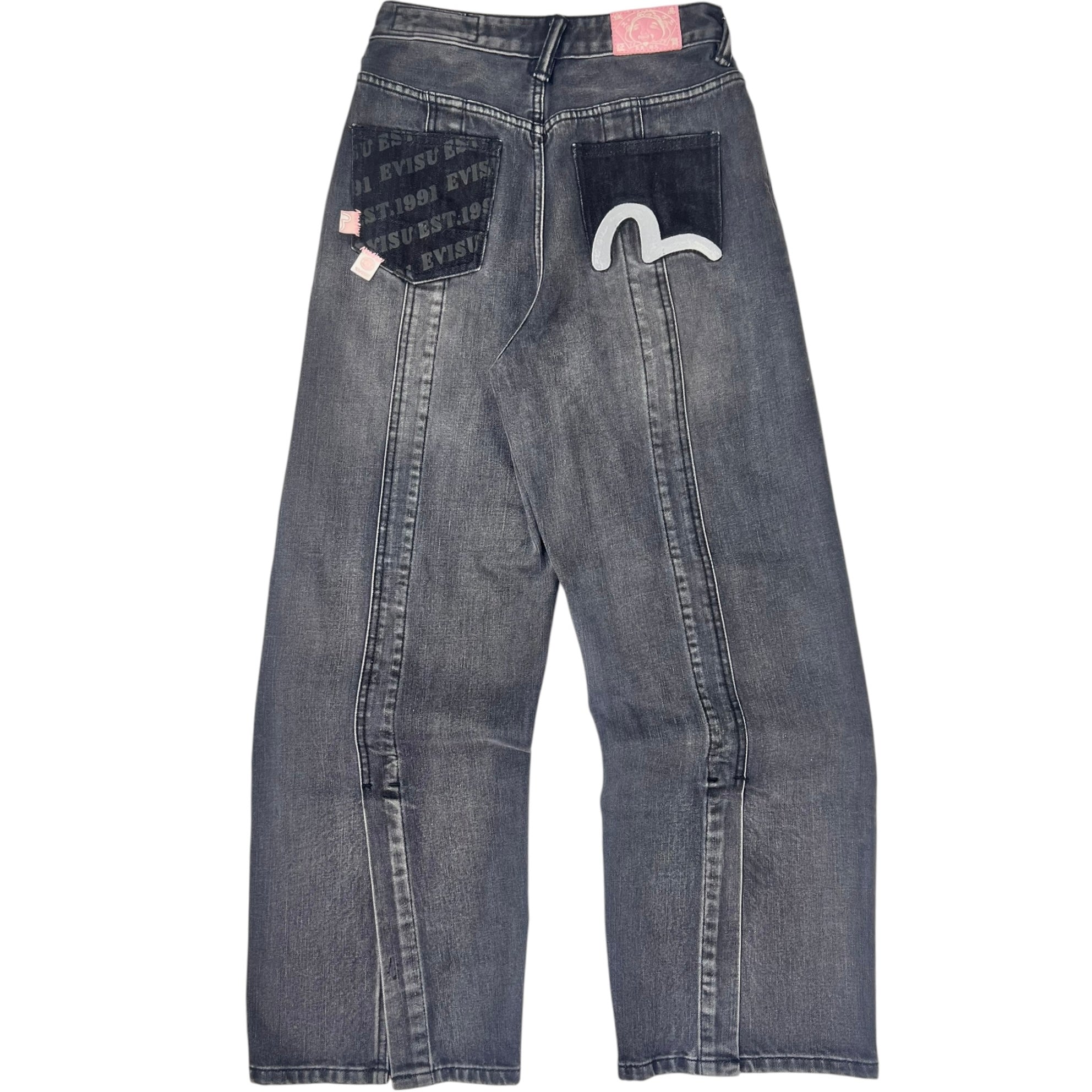 (W) EVISU Signature Seagull Embroidery Logo-patterned Pocket Design Denim Jeans