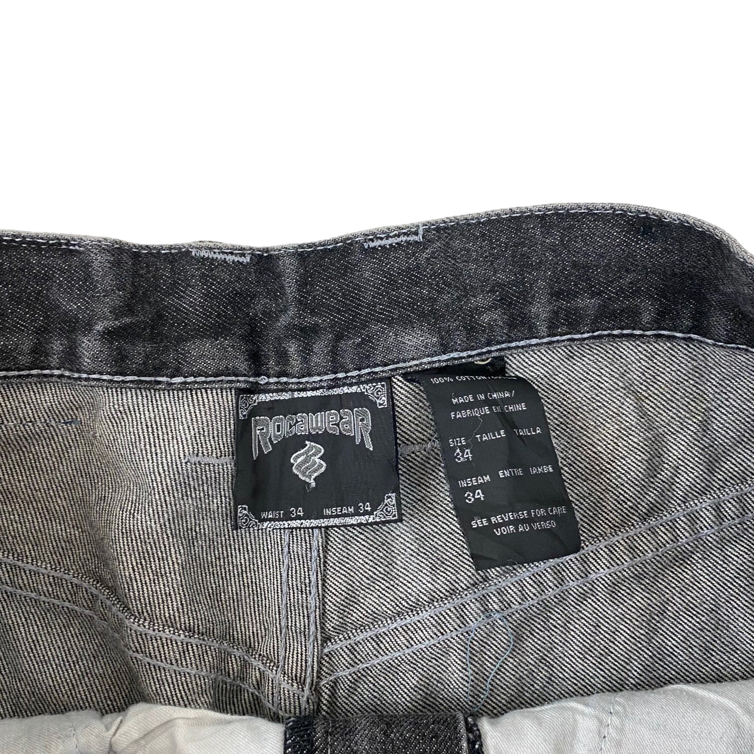 Y2K Hip Hop Roca Wear Washed Black Jeans