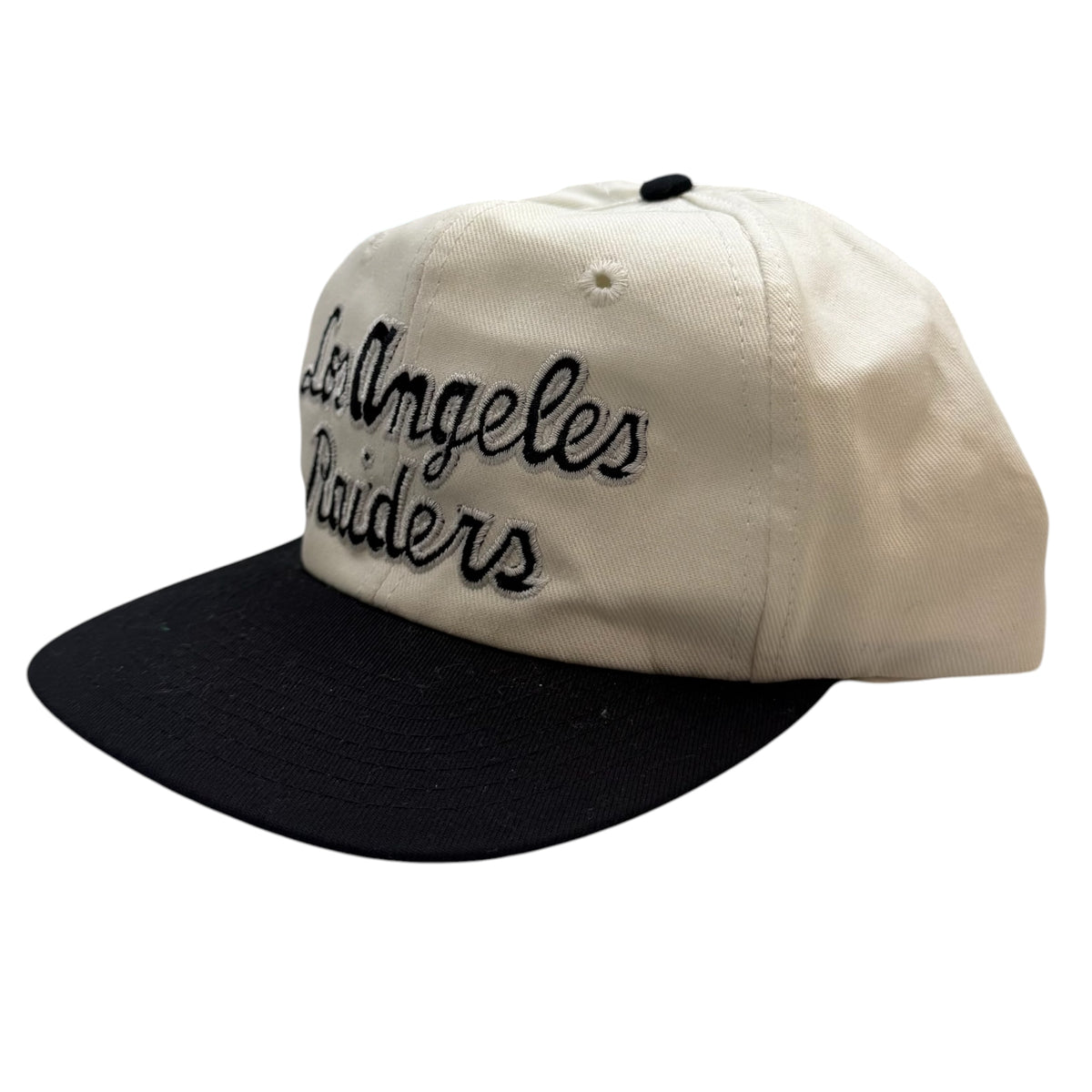 Vintage Los Angeles Raiders Script Snapback White/Black